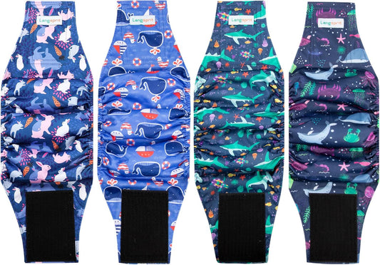 Male Dogs Diapers Belly Bands(4Pack), Washable Reusable Male Boy Doggy Wraps Panties for Doggie Puppy Pooping Potty Training Incontinence Marking Pañal para Perro Small