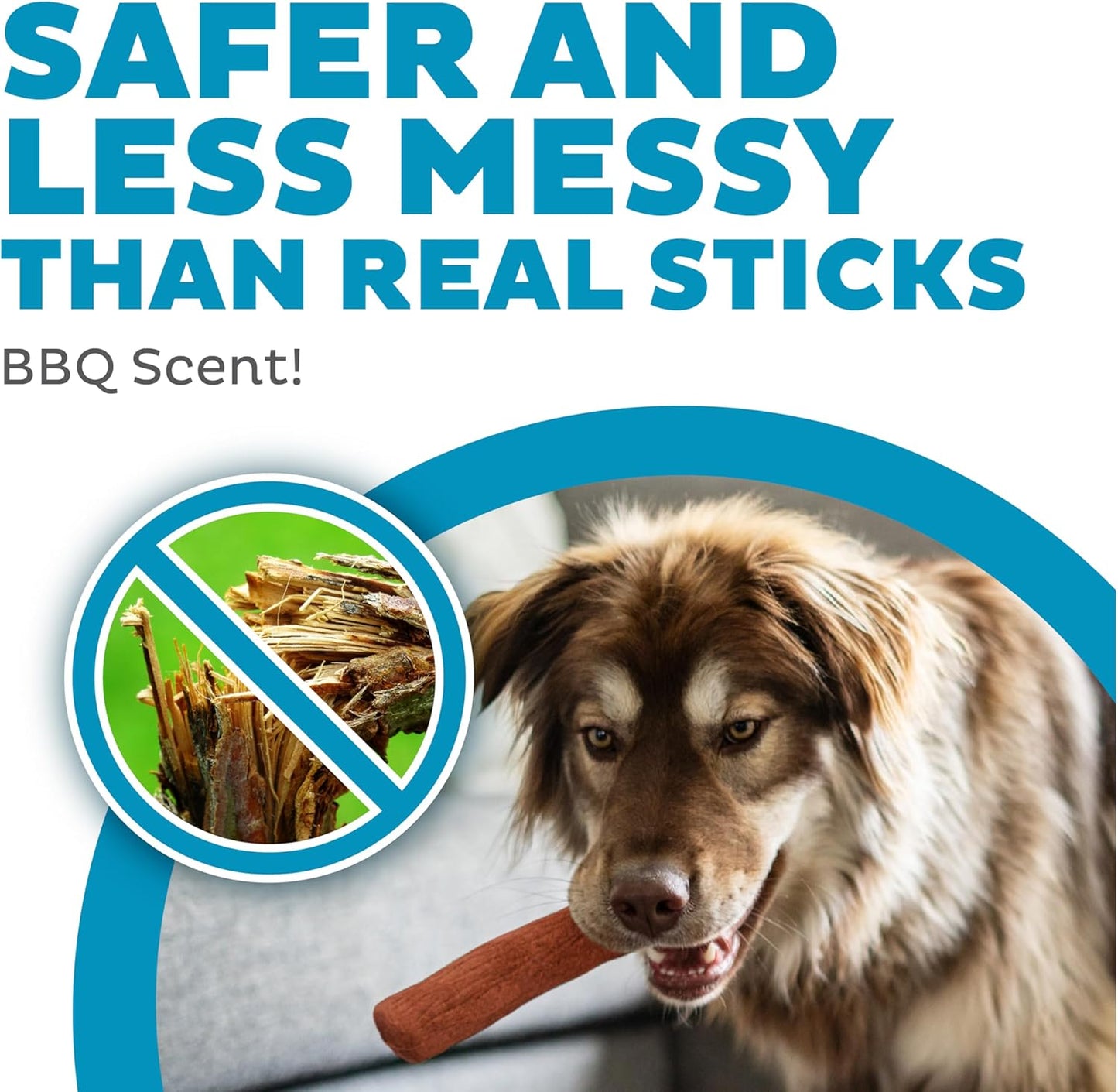 Pupstages Dogwood Mesquite Dog Chew Toy – Real-Wood Blend, Moderate Chewers, Medium, 7.5", 2-Pack (Natural & Mesquite Flavors)