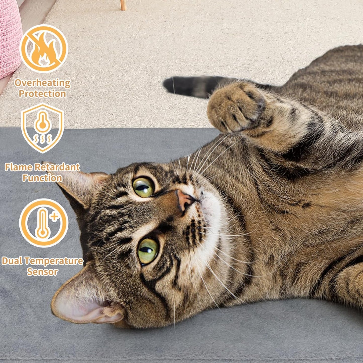 Pet Heating Pad for Cats and Small Dogs,Heated Cat Bed,Auto Temperature Control Waterproof Indoor Electric Pet Heating Pads for Cats with Chew Resistant Cord,16 * 12inch