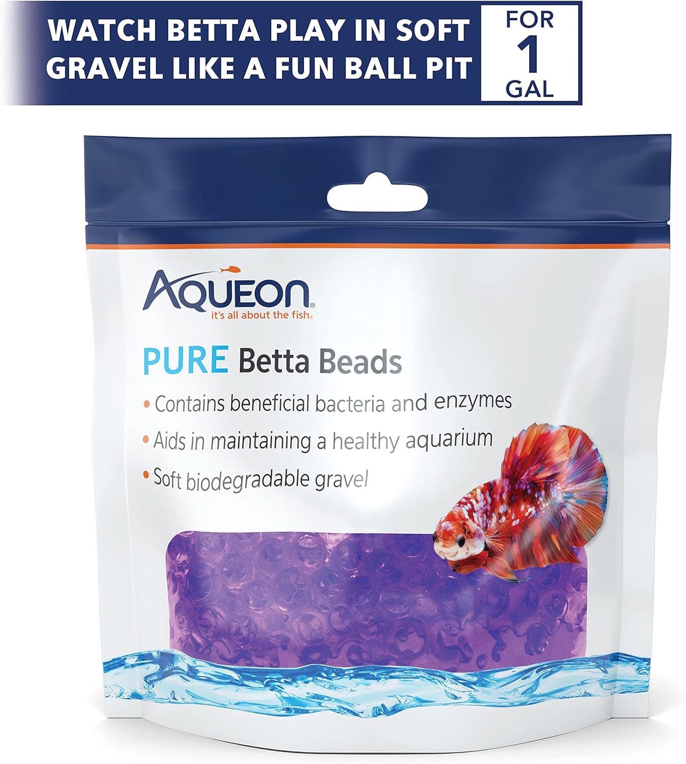 Aqueon Pure Betta Beads, Purple