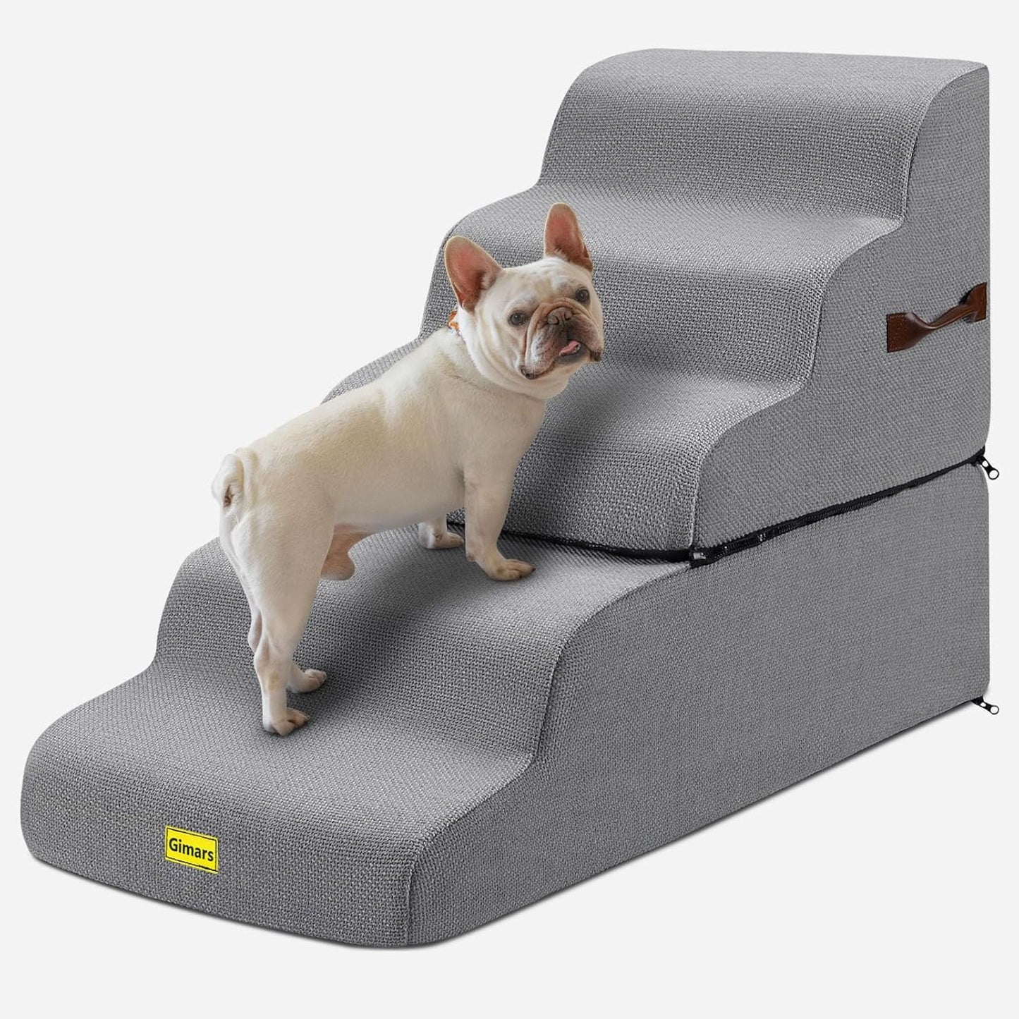 Gimars Extra Wide Sturdy 30D High Density Foam Dog Stairs for High Beds 22.8" H,5-Steps Pet Stairs for Small Medium Large Dogs, Non-Slip Pet Stairs, Easy Clean Removable Washable Cover for Couch, Sofa