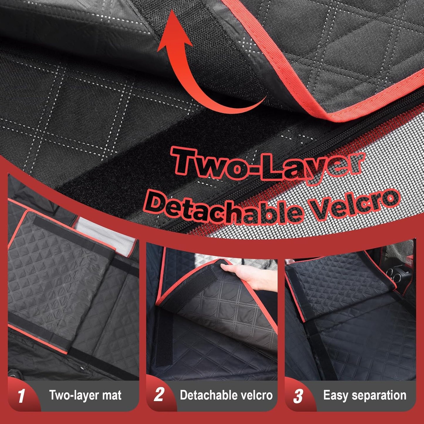 2-Layer Dog Car Seat Cover for Back Seat with Dog Bed Mats, Hard Bottom Car Seat Protector, Anti Scratch Backseat Extender and Travel Pet Bed, Waterproof Hammock in Car, for Car/SUV/Small Truck
