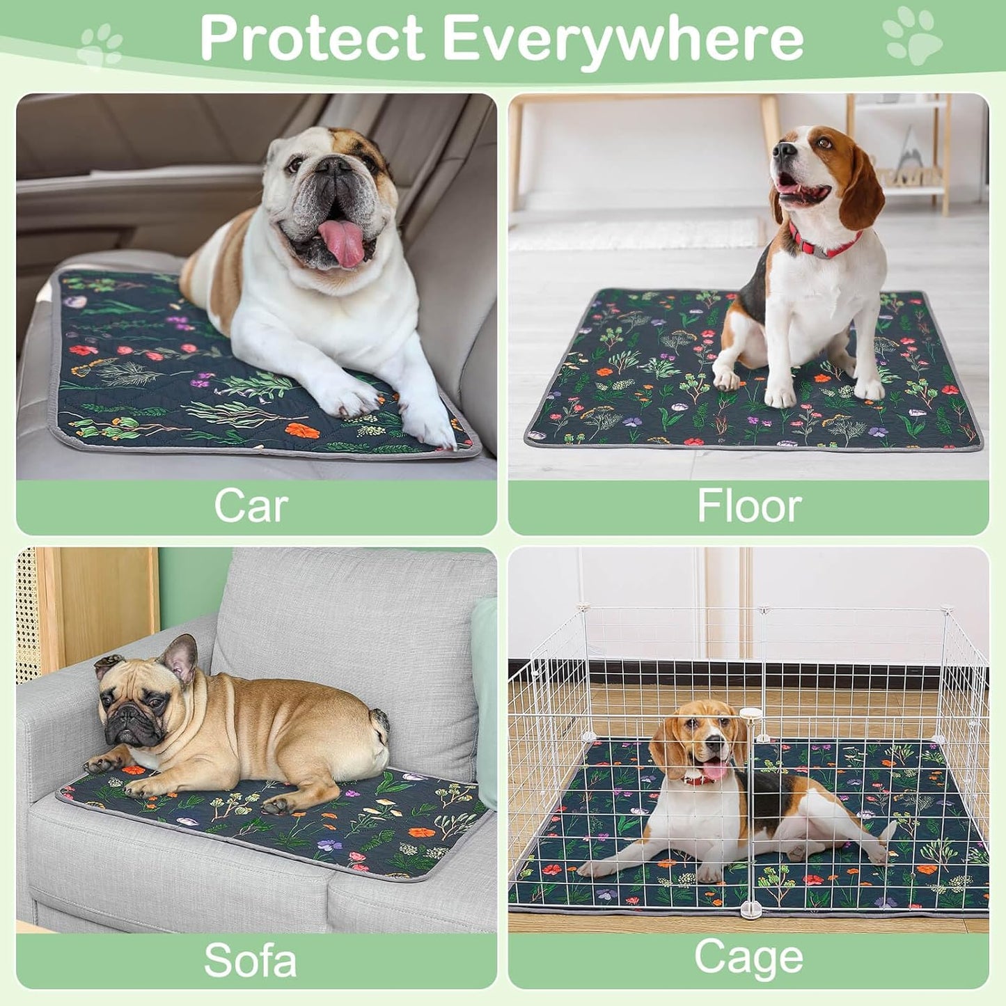 Washable Pee Pads for Dogs, 2 Pack Super Absorbent pee pads for dogs Reusable pee pads for dogs large 100% Waterproof puppy pads pet training pads for Potty, Playpen, Crate, Sofa, Car, 34'' x 36''