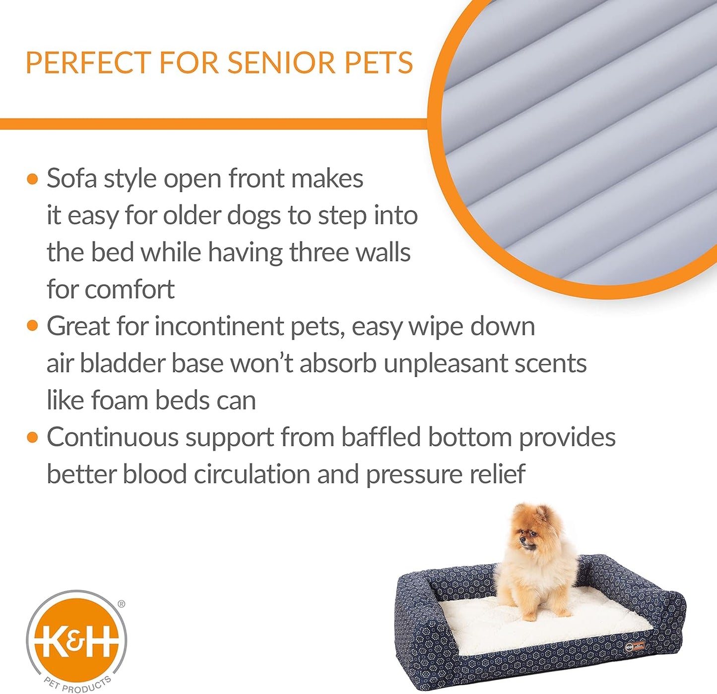 K&H Pet Products Air Sofa Bed Navy/Geo Flower Small 18 X 24 Inches