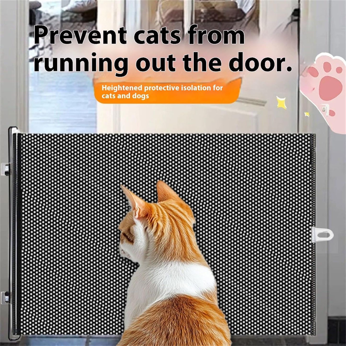 Retractable Pet Gate Childproof Barrier for Stairs Hallways Flexible Width Indoor Outdoor Dog White Modern Pet Barrier