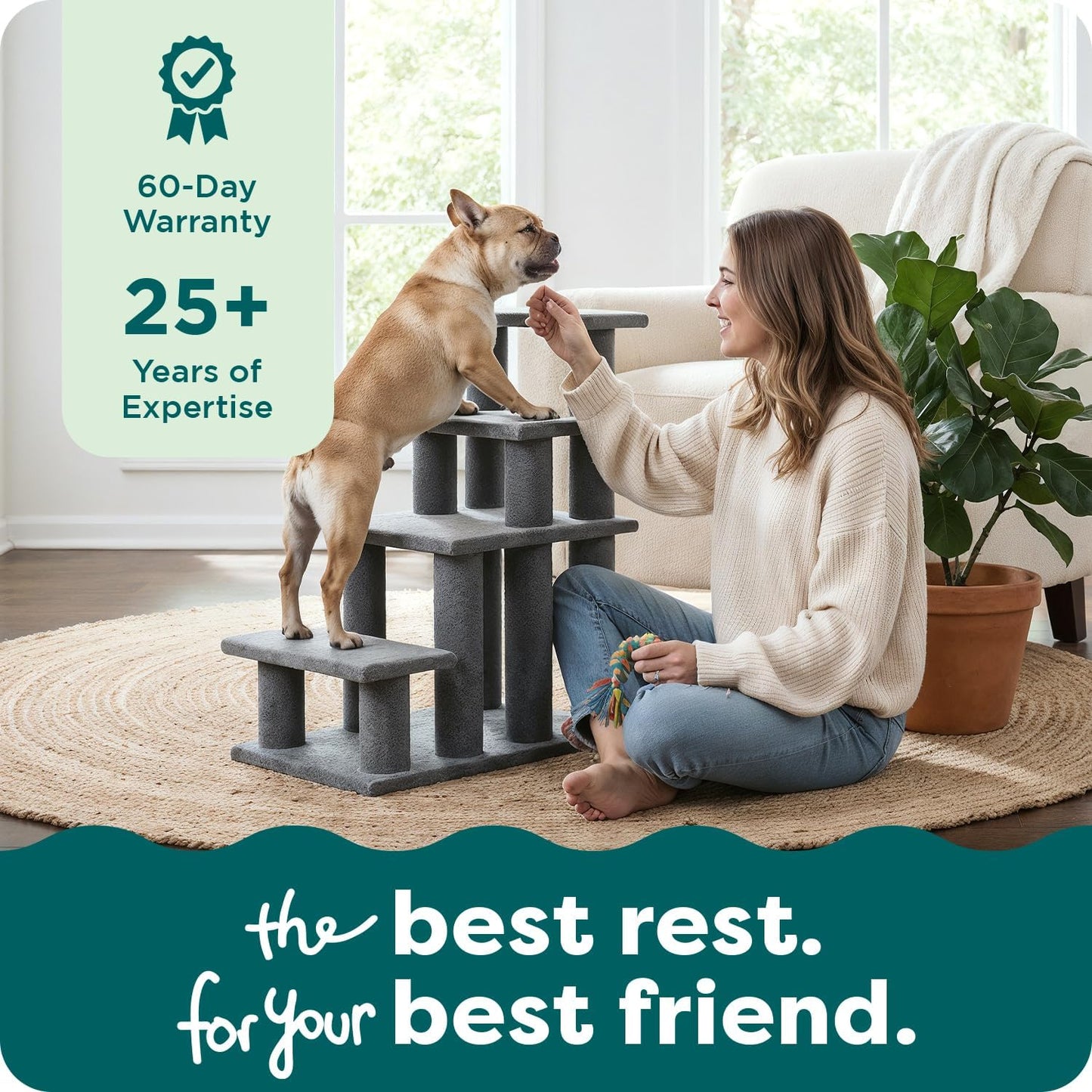 Furhaven Steady Paws Multi-Step Pet Stairs for High Beds & Sofas - Gray, 3-Step