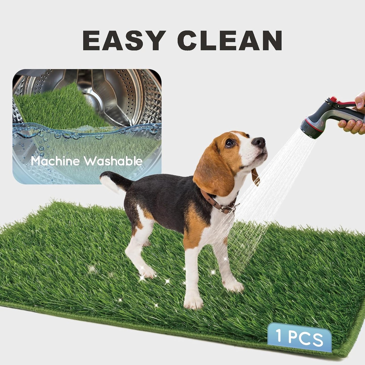 Dog Grass Pad with Tray Large 34’’×23’’, Ultra-Absorbent Artificial Grass Pad for Dogs Potty Grass Hemmed Edge for Indoor Potty Training, Reusable Dogs Pee Pads, Dog Litter Box for Balcony