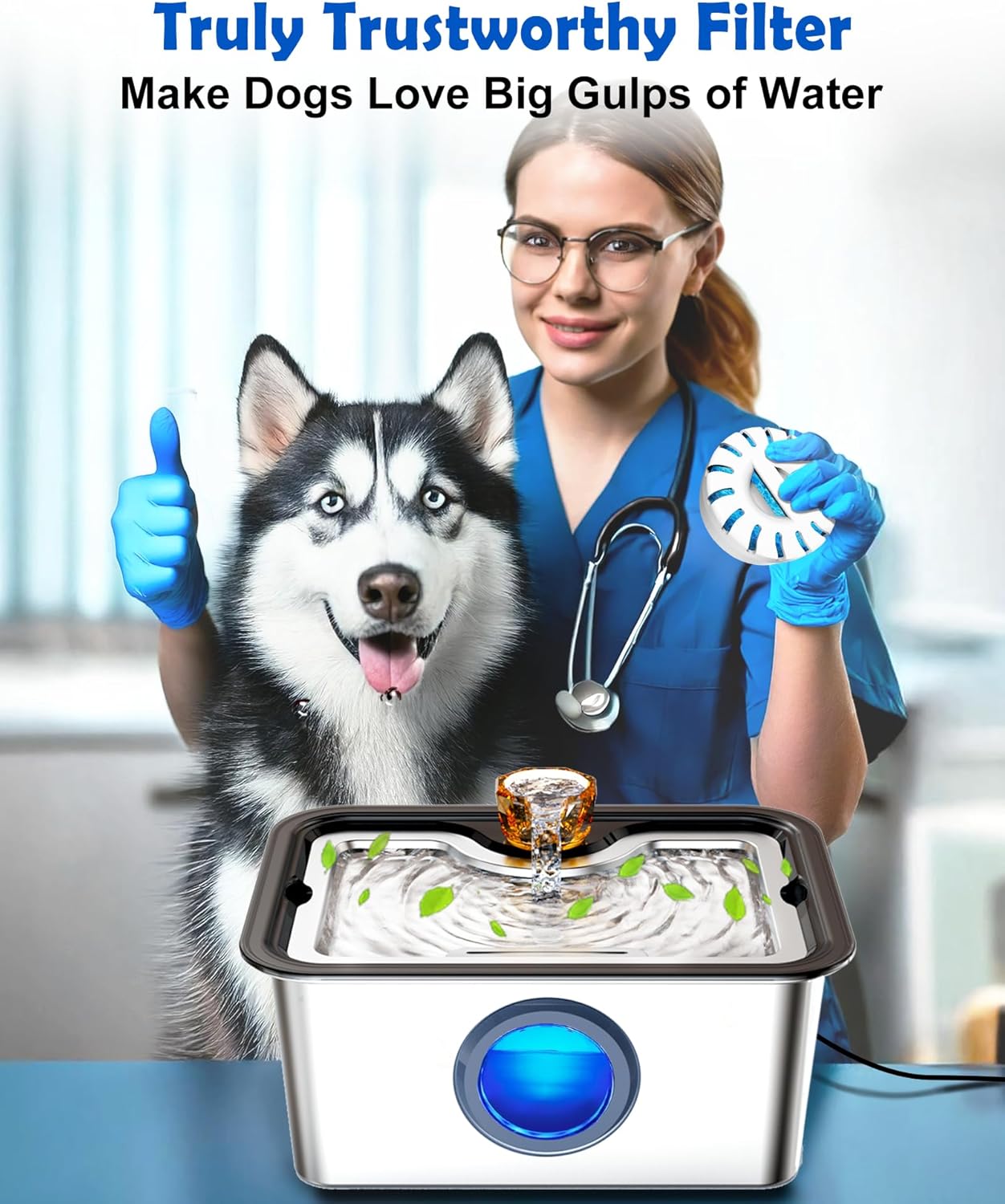 Upgrade Filter Element Pack for FurryPlanet Large Dog Water Fountain Stainless Steel,12L Ultra-Purification Pet Fountain Dog Cat Drinking Dispenser 6in1,Deep Purification Filter,4 Pcs 1 Pack