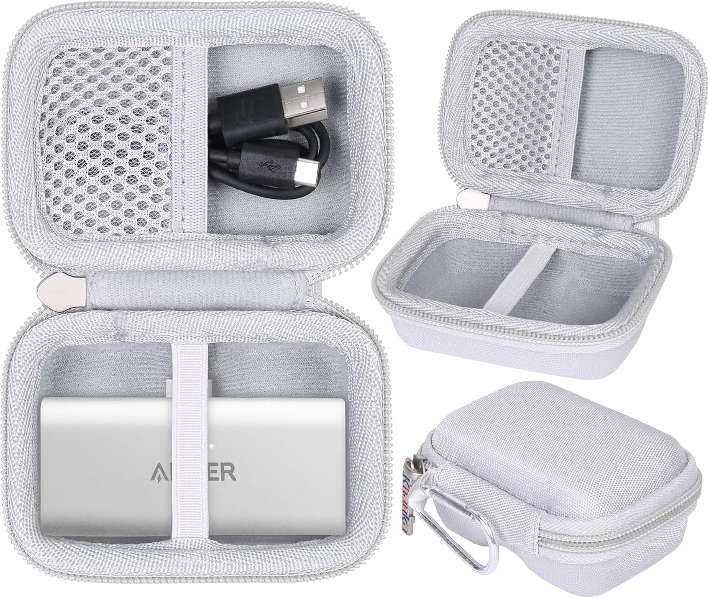 khanka Hard Travel Case with Anker 621 Nano Power Bank,5,000mAh Portable Charger,Case Only (White)