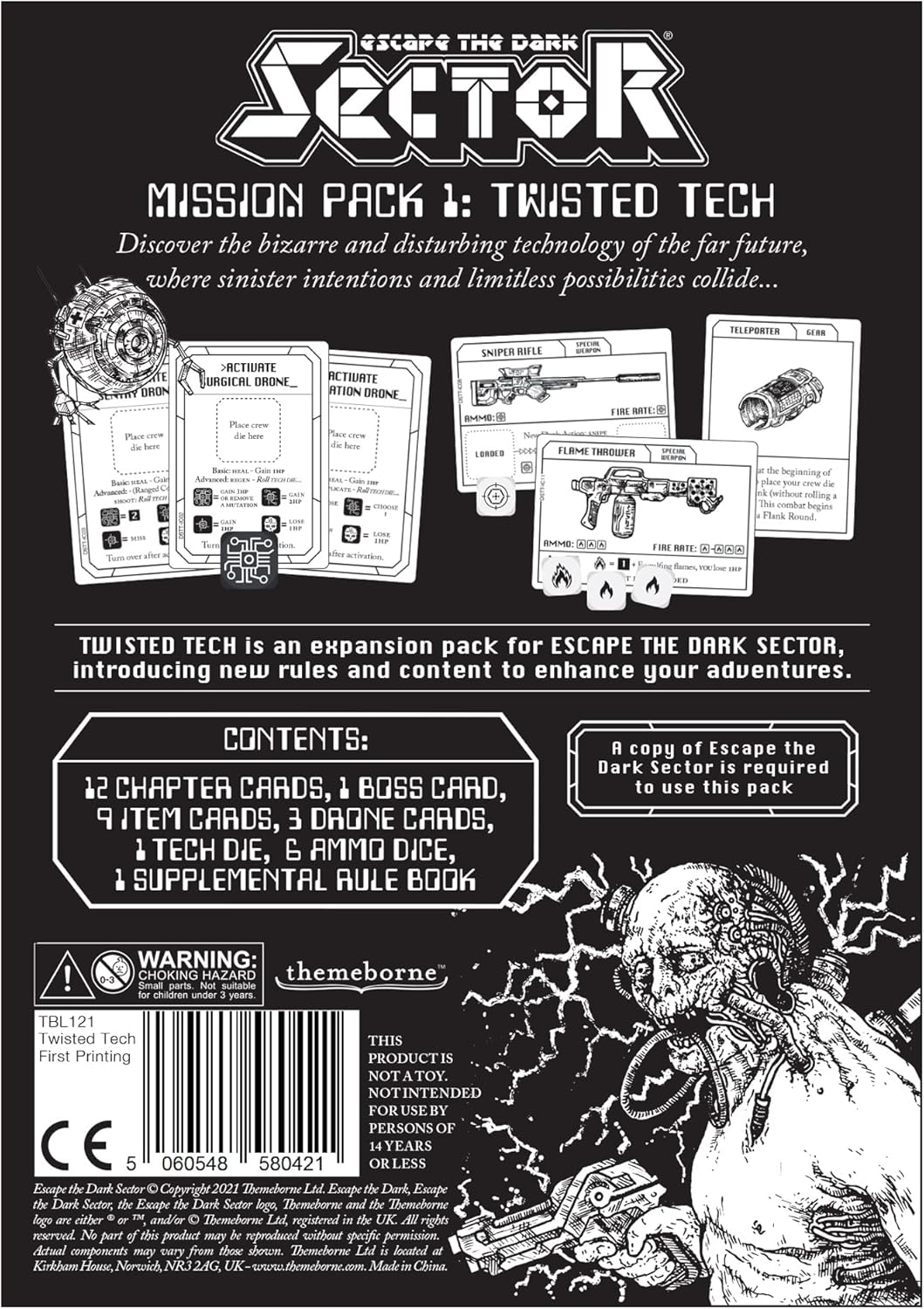 Escape the Dark Sector Board Game Twisted Tech Mission Pack 1 - Unleash Sinister Technology! Cooperative Sci-Fi Adventure Game for Adults, Ages 14+, 1-4 Players, 45 Min Playtime, Made by Themeborne