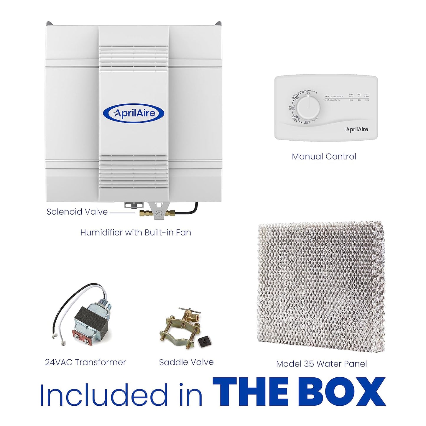 AprilAire 700M Whole-House Fan Powered Humidifier, Manual Control, Large Capacity, Up to 5,300 Sq. Ft., 18GPD, Gray