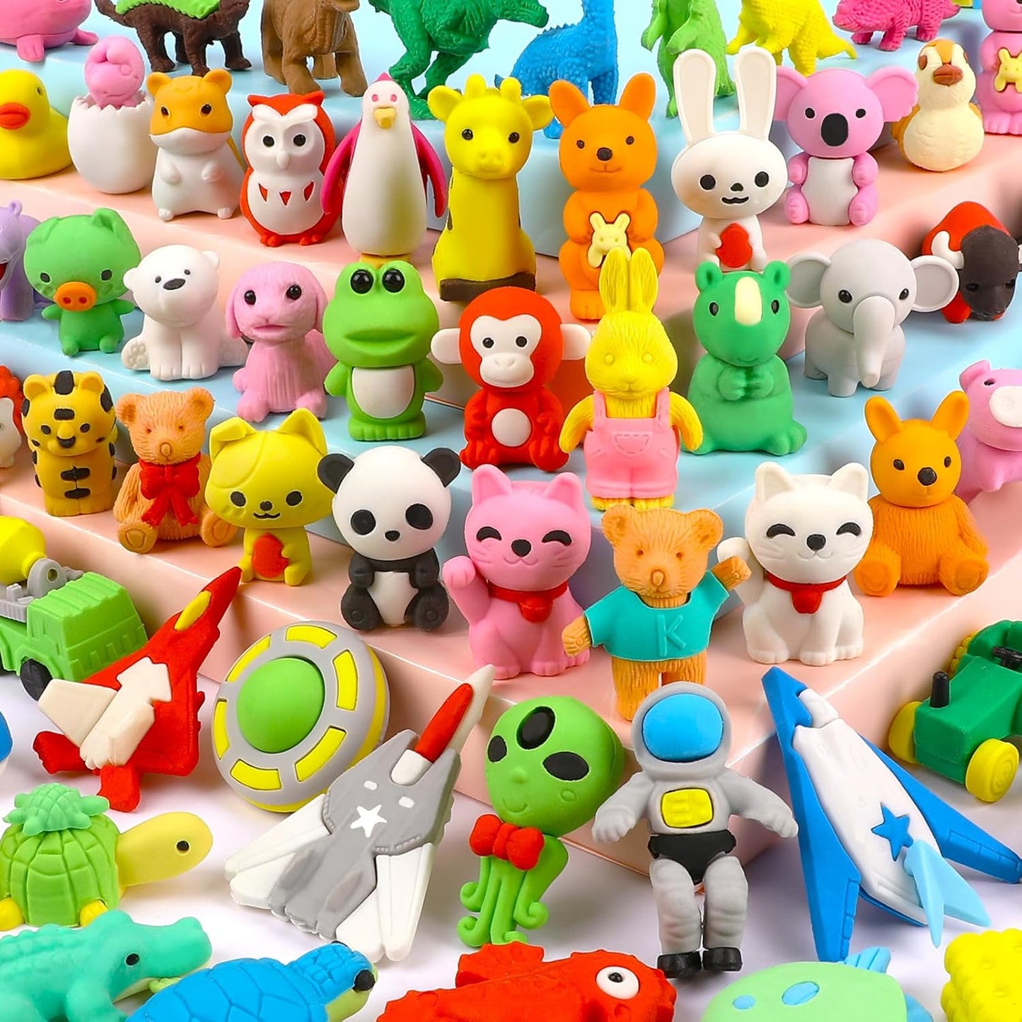 60 Pack Animal Pencil Erasers for Kids, 3D Mini Puzzle Take Apart Erasers, Desk Pets & Treasure Box Toys, Bulk Party Favors, Classroom Prizes, School Supplies, Gift for Boys & Girls