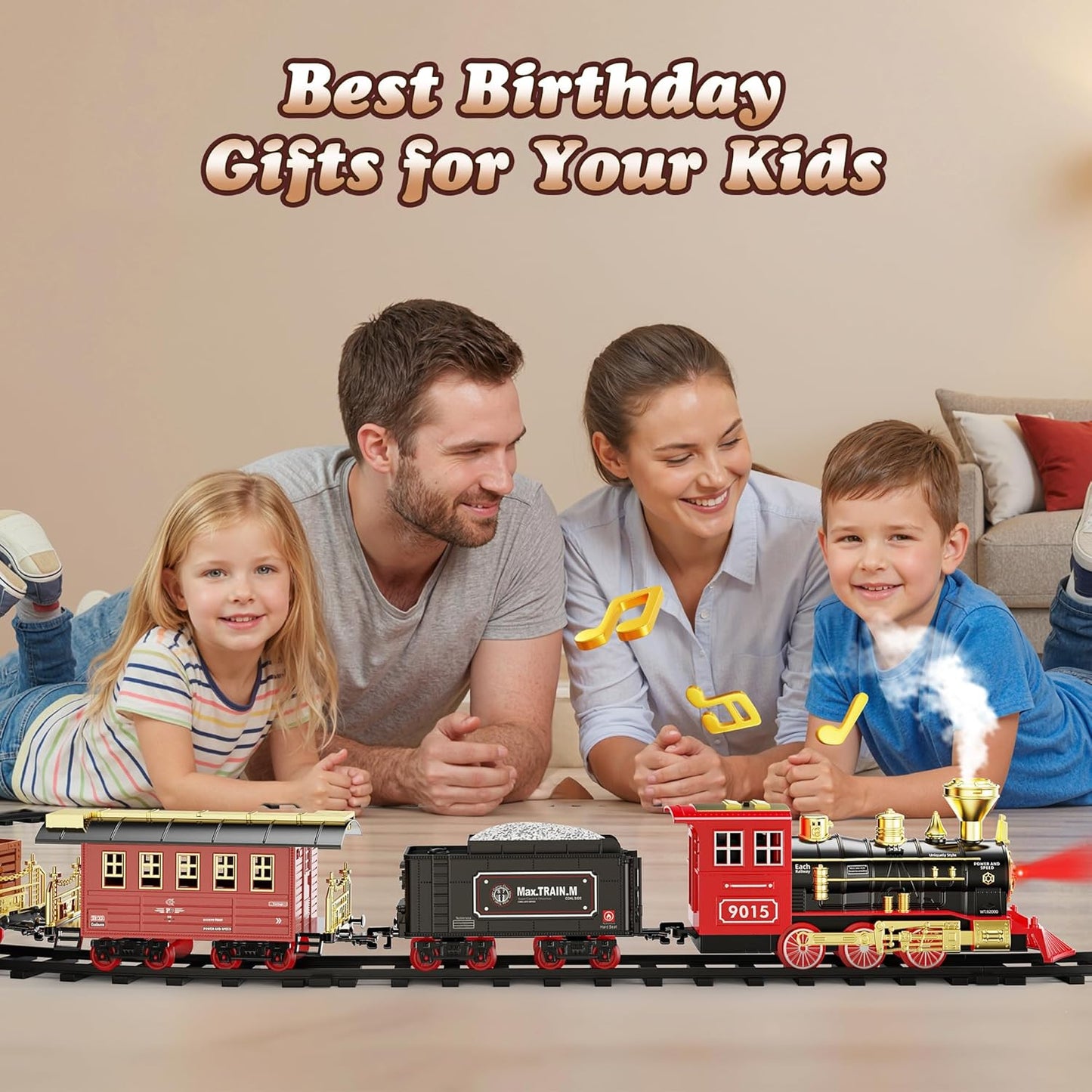 Hot Bee Train Set - Train Toys with Remote Control Trains for Boys with Smokes, Lights and Sound,Toy Train Set for Under Christmas Tree, Toddler Model Trains for 3 4 5 6 7 8+ Years Old Kids