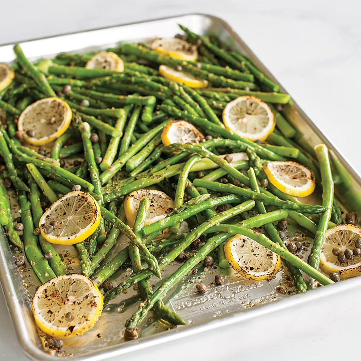 Nordic Ware Naturals 3 Piece Set - USA Made Aluminum Commercial Quality Sheet Pan for Baking or Roasting, Encapsulated Galvanized Steel Rim Prevents Warping; Half Sheet, Jelly Roll and Quarter Sheet