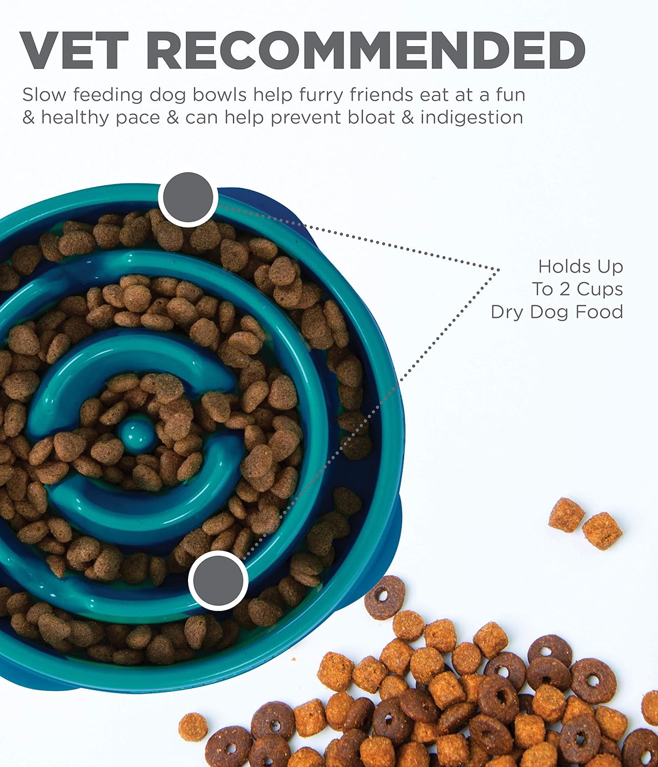 Outward Hound Fun Feeder Slo Bowl, Slow Feeder Dog Bowl, Medium/Mini, Turquoise & Outward Hound Dog Brick Interactive Treat Puzzle Dog Toy, Intermediate