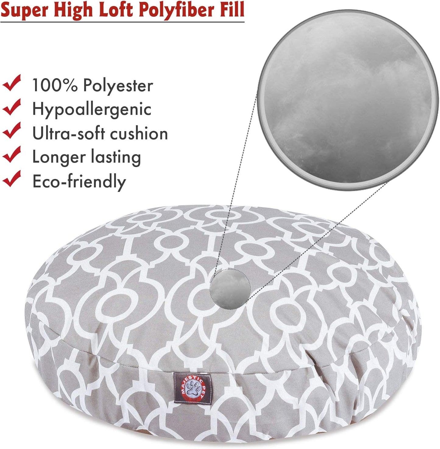 Majestic Pet Athens Gray Large Round Pet Bed