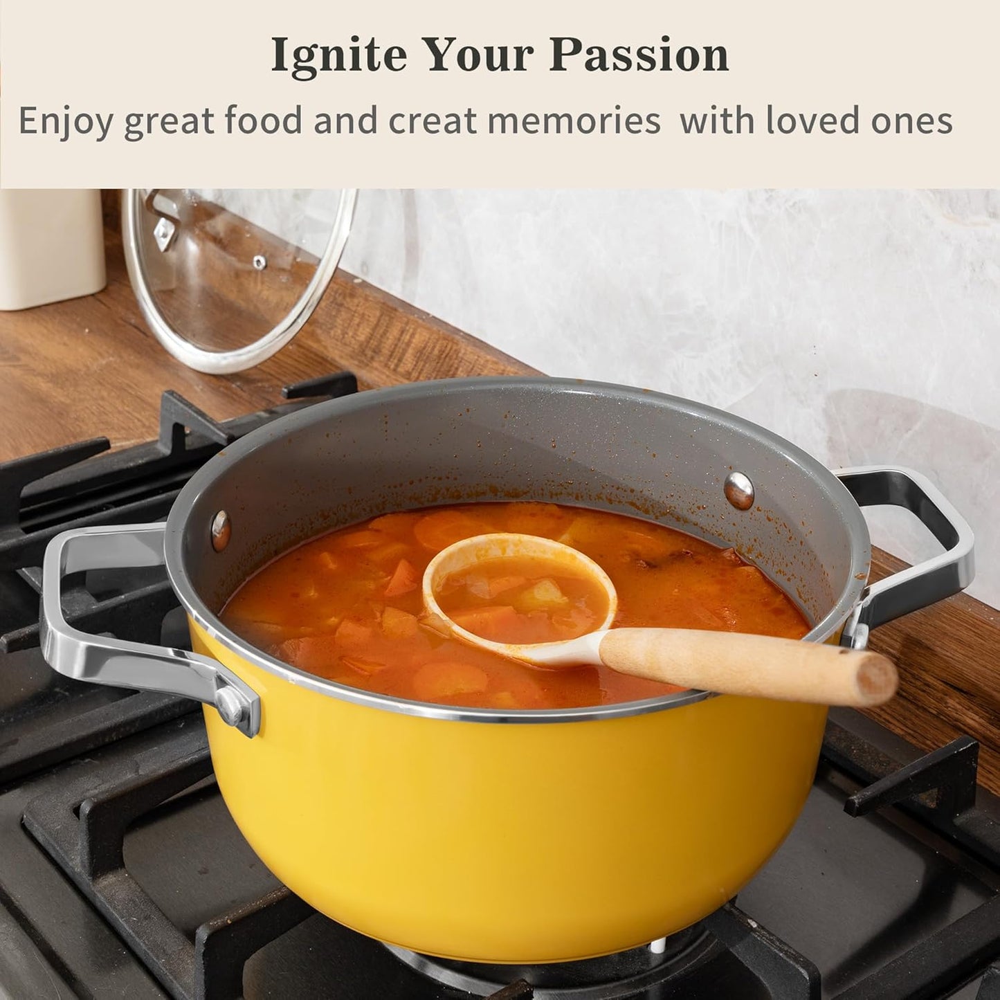 10-Piece Ceramic Nonstick Cookware Set with Lids - PFAS/PTFE/PFOA-Free, Interior & Exterior Ceramic Coating | Easy to Clean | All Stovetop Compatible | Induction & Oven-Safe up to 480°F