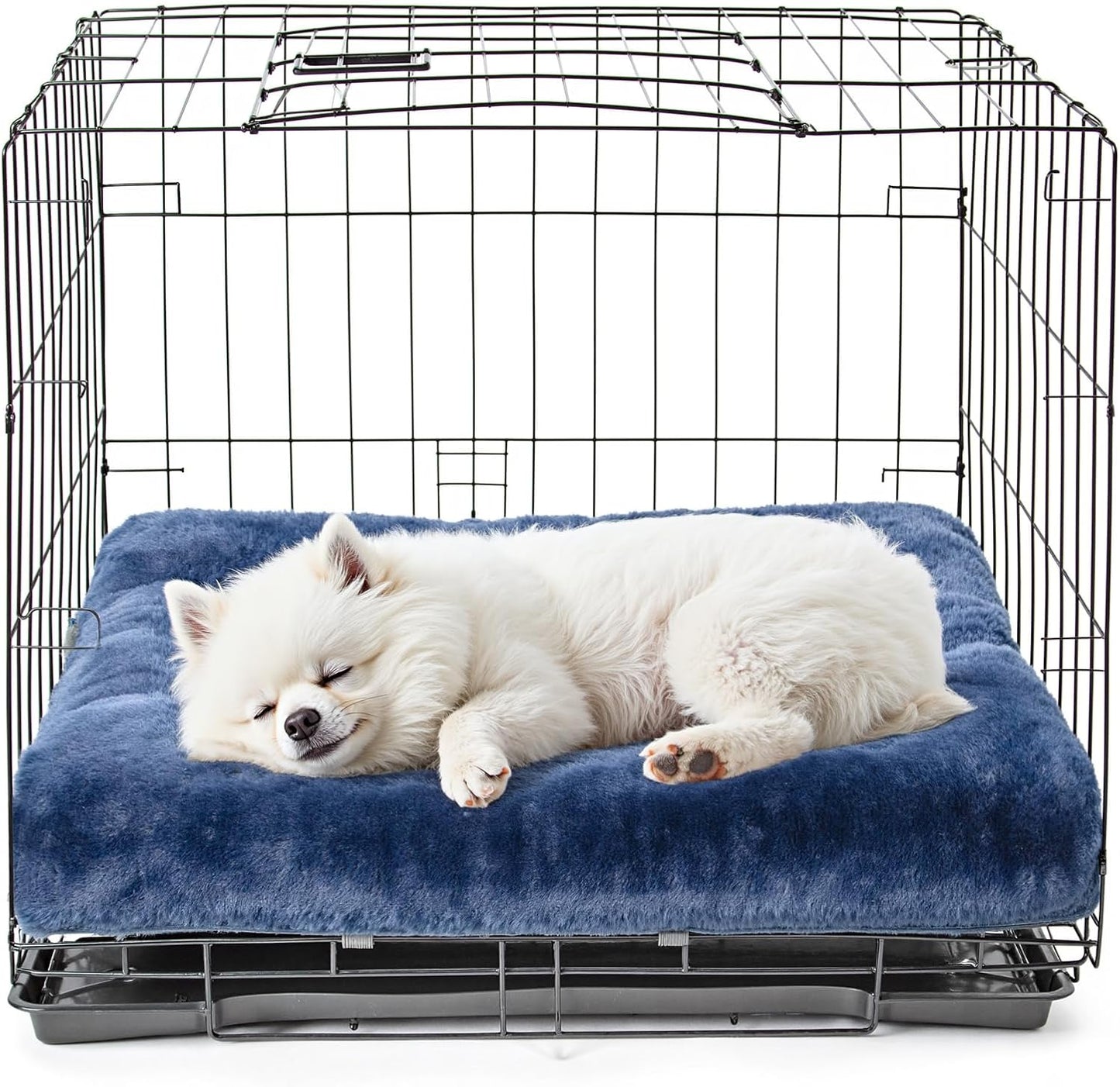 2 Pack Washable Dog Bed, Deluxe Plush Dog Crate Beds with Anti-Slip, Comfy Kennel Pad Pet Sleeping Mat for Large, Medium and Small Dogs (2 Pack x Navy, 23.0" L x 18.0" W x 3.0" Th)