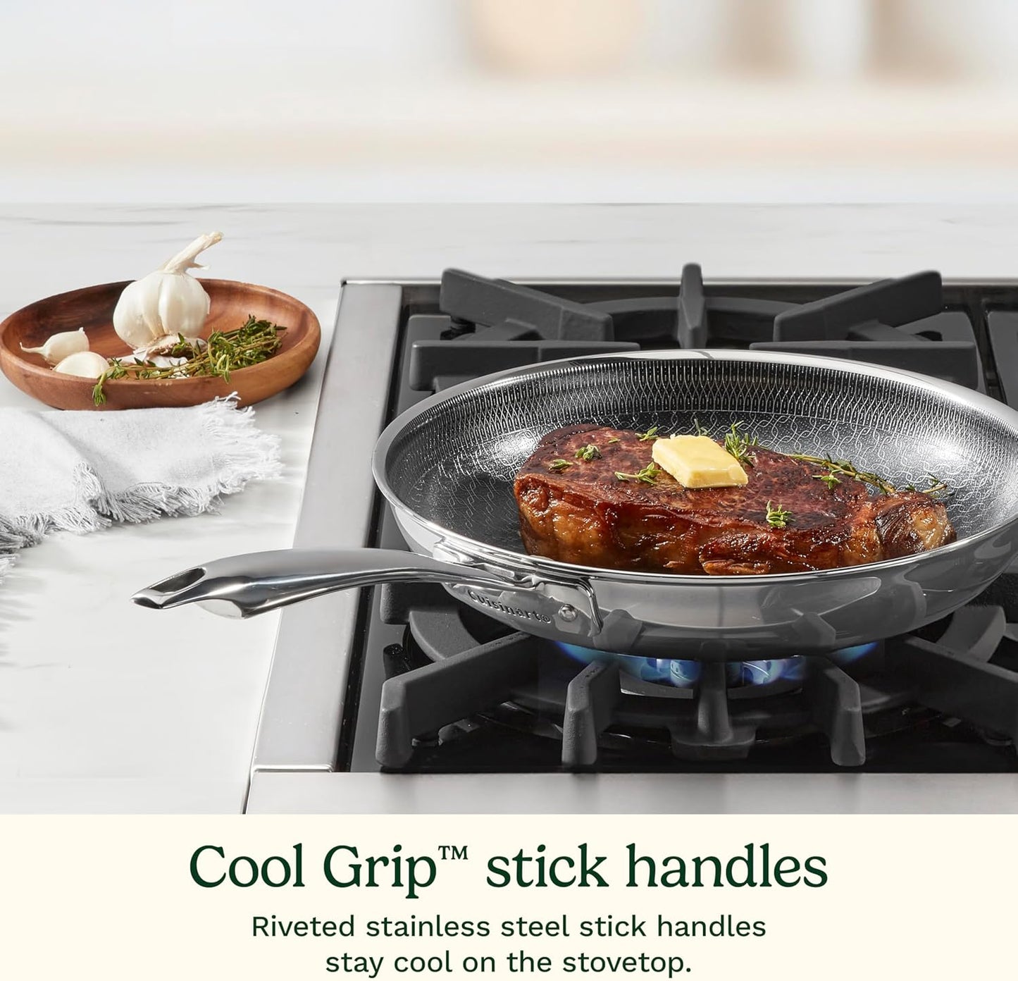 Cuisinart FusionElite+ Hybrid Nonstick Tri-Ply Stainless Steel Cookware Set, 6-Piece Skillet Cooking Set with PURELYSEAR Ceramic Nonstick Technology, Scratch Proof, Cool Grip Handles, Dishwasher Safe