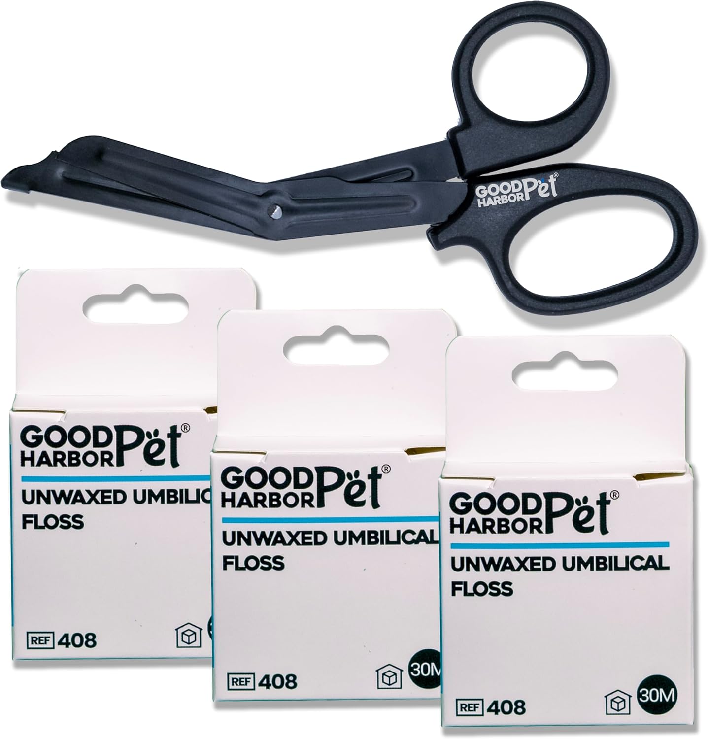 Good|Harbor Pet Un-Waxed Umbilical Whelping Floss & Animal Cord Cutting Kit | for Dog, Cat, and Animal Births | Pack of 4