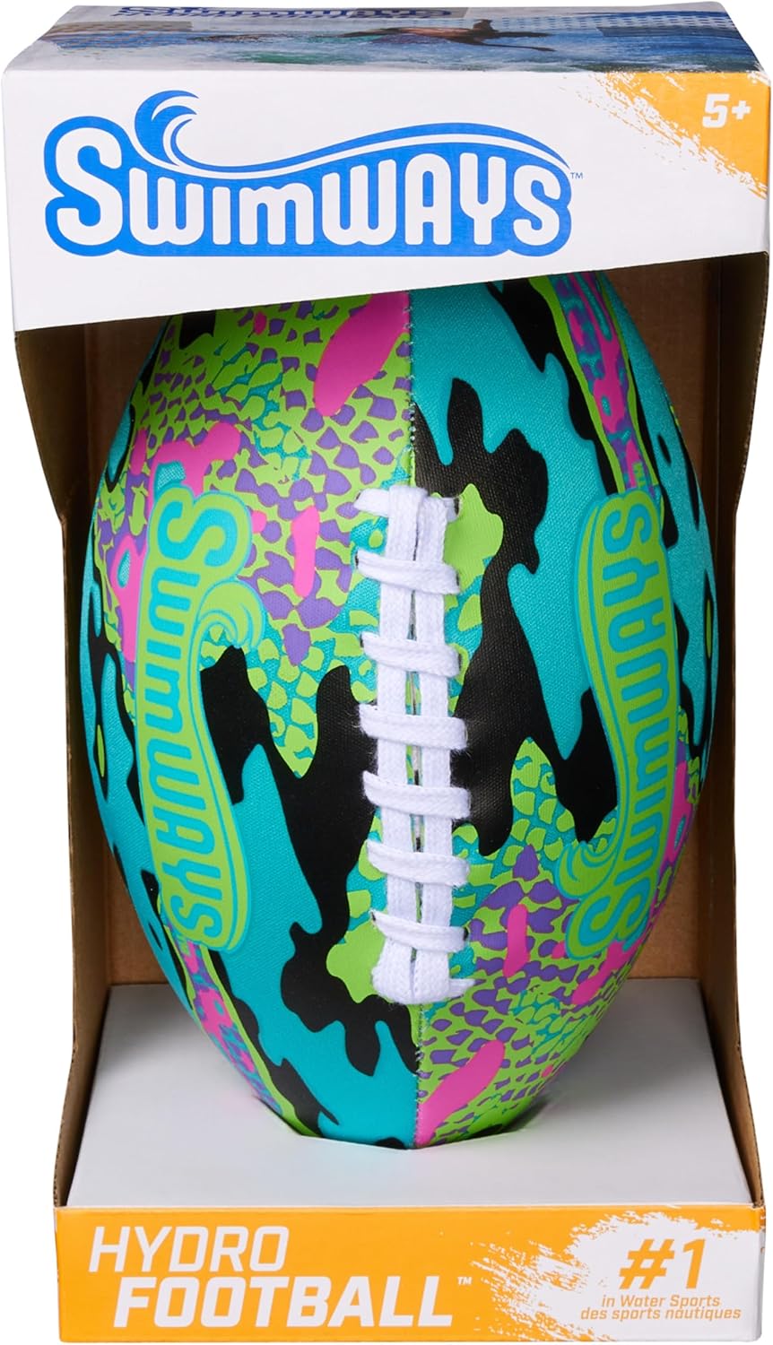 Swimways Hydro Waterproof Football, Outdoor Games for Adults and Kids, Swimming Pool Accessories and Pool Party Games,9.25 Inches, Green