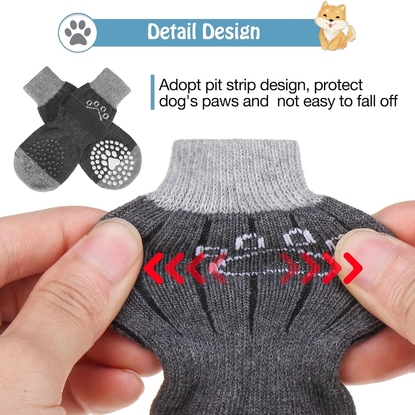 SCENEREAL 6Pcs Anti Slip Dog Socks to Prevent Licking Paws for Hot/Cold Pavement, Dog Grippy Socks for Hardwood Floors, Dog Shoes for Boots & Paw Protectors for Puppy Small Medium Large Senior Dogs