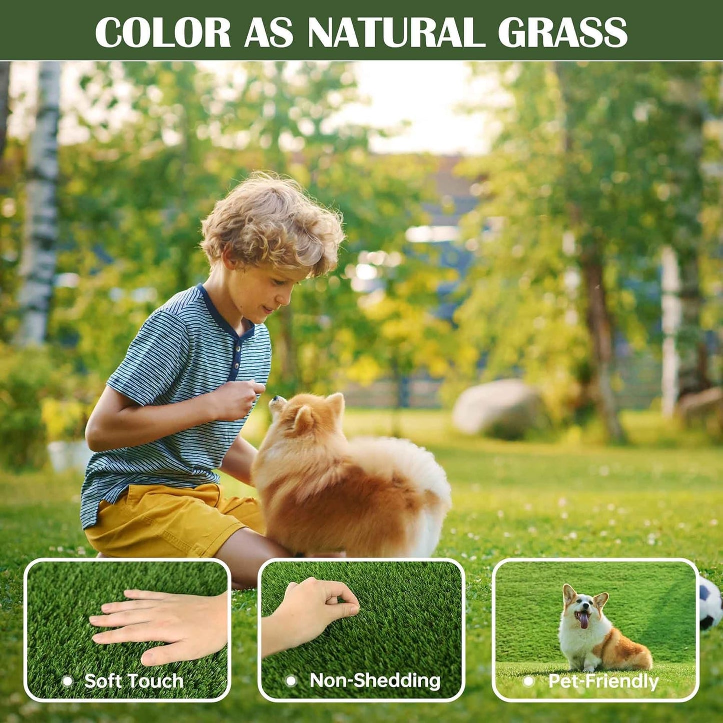 1.38" Artificial Grass Turf 4 x 6 FT, Dog Grass Pads Indoor Outdoor Garden Lawn Landscape Patio Turf Mat Thick Fake Faux Grass Rug Dog Pets Mat for Puppy Potty Training
