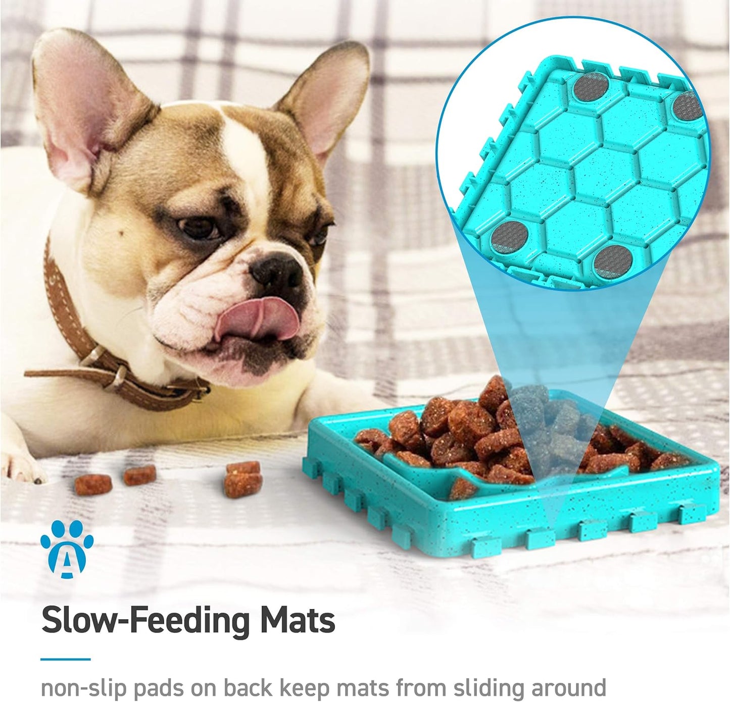 Any Pet Slow Feeding Mat - Tray, Slow Feeder Dog Bowls, Anxiety Relief Feeding Mat with Suction