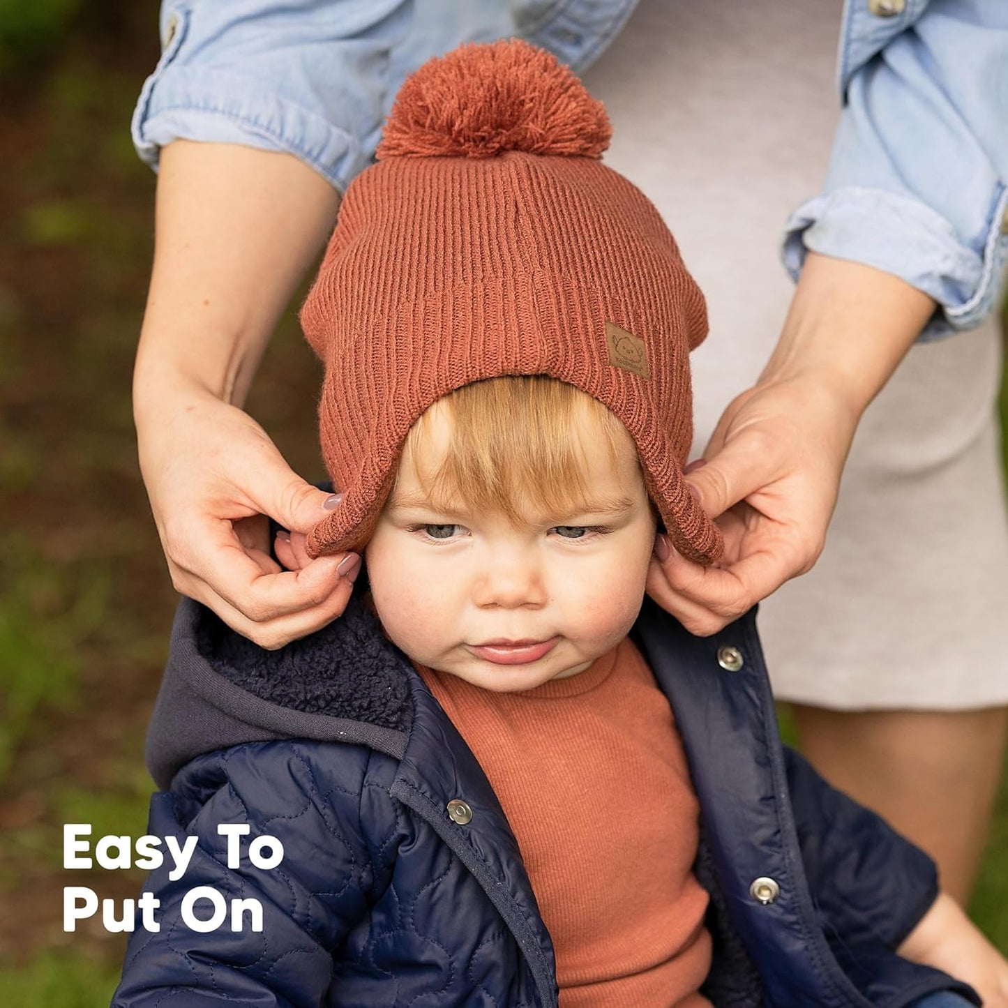 Baby Beanie Winter Hat 6-36 Months - Cute Pom Winter Baby Hats with Earflaps, Soft & Stretchy Knit Toddler Beanies for Infant, Newborn 6-36 Months Boys, Girls, Cozy, Warm Fall Essentials (Tea Rose, M)