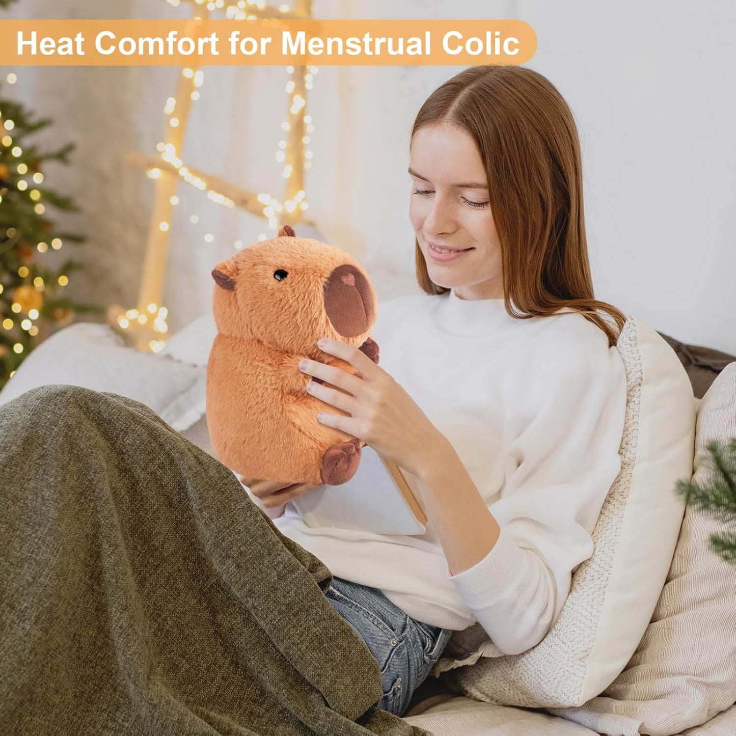 Heatable & Coolable Capybara Plush, Microwavable Stuffed Animal Heating Pad for Soothing & Relaxation, Lavender Scent Plush Toys for Stress Relief, Capybara Plushies Gift for Kids & Adults