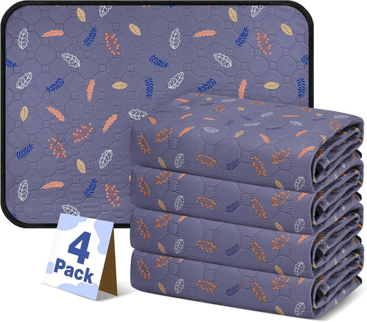 4'Pcs Washable Pee Pads, Reusable Puppy Pet Training Pads, Waterproof Dog Crate, Whelping Pad, Non-Slip Protects Against Urine Leakage Deep Grey Medium