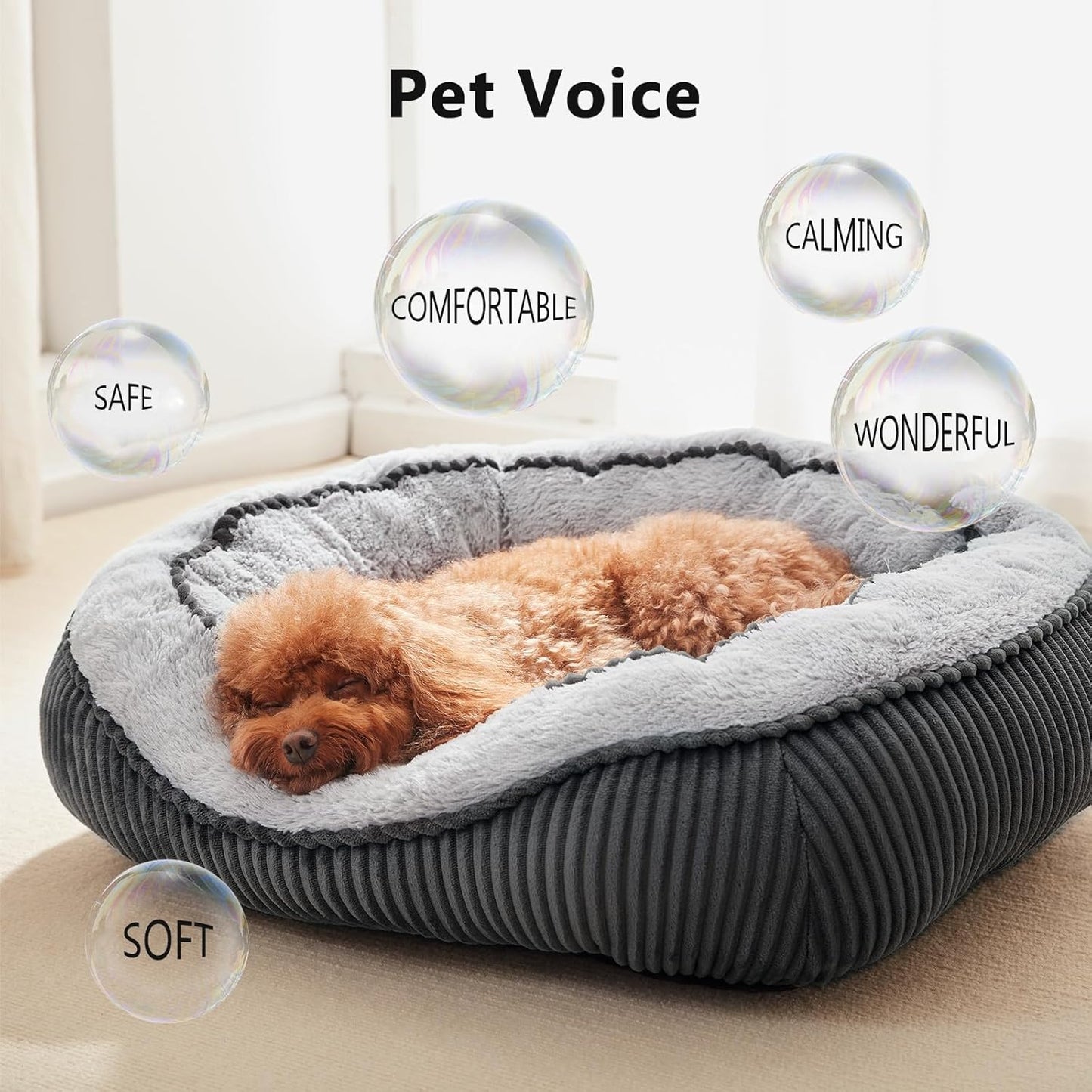 SIWA MARY Small Dog Beds for Small Dogs Washable, Rectangle Dog Bed Medium Size Dog, Orthopedic Dog Bed, Soft Calming Sleeping Puppy Bed, Durable Pet Sofa Bed with Anti-Slip Bottom, S(20"x19"x6")