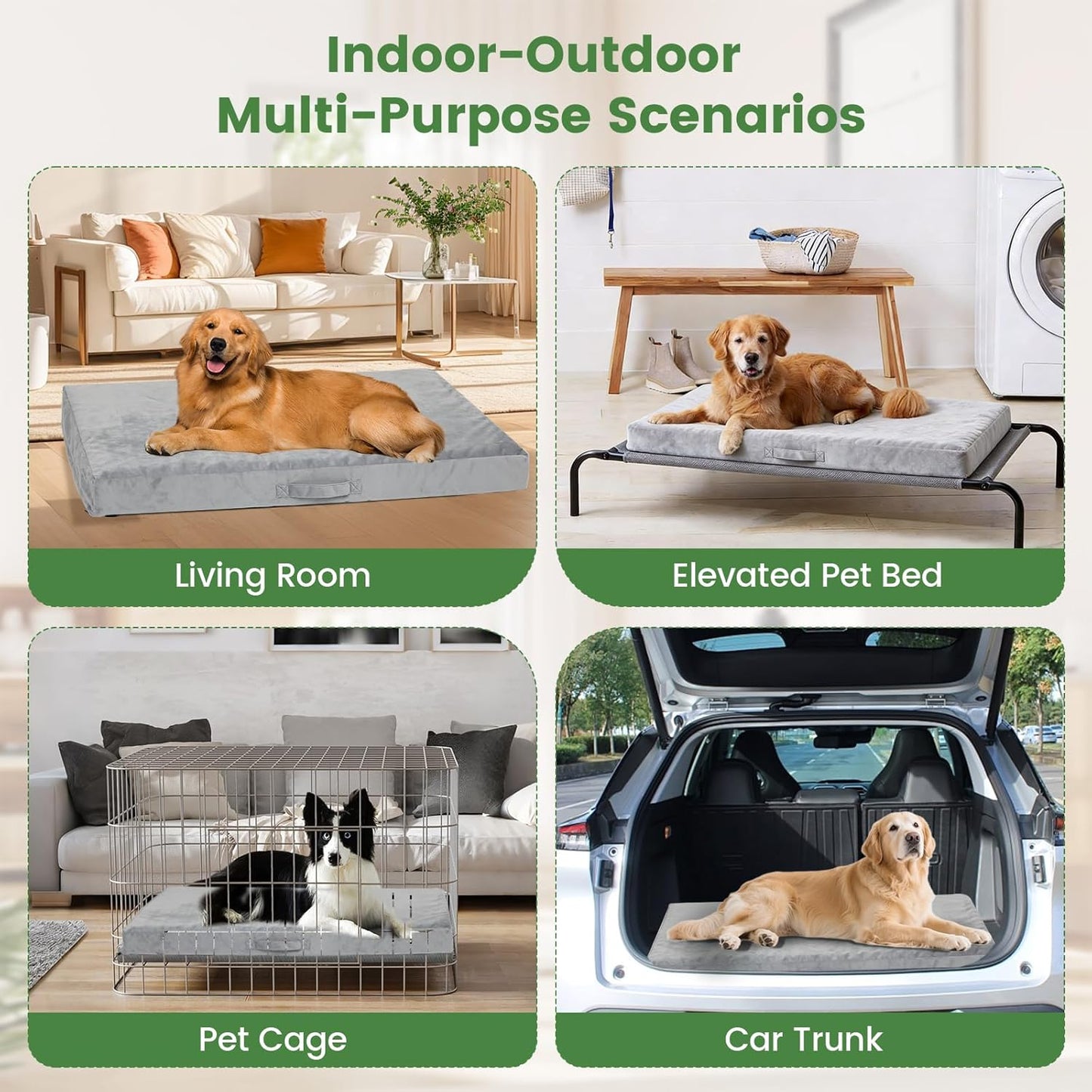 Orthopedic Dog Bed for Extra Large Dogs 44x30 Inches, 28D Egg Crate Foam Pet Bed with Non-Slip Bottom, Waterproof Dog Bed with Removable Washable Cover, Hair Removal Glove, and Chew Knot