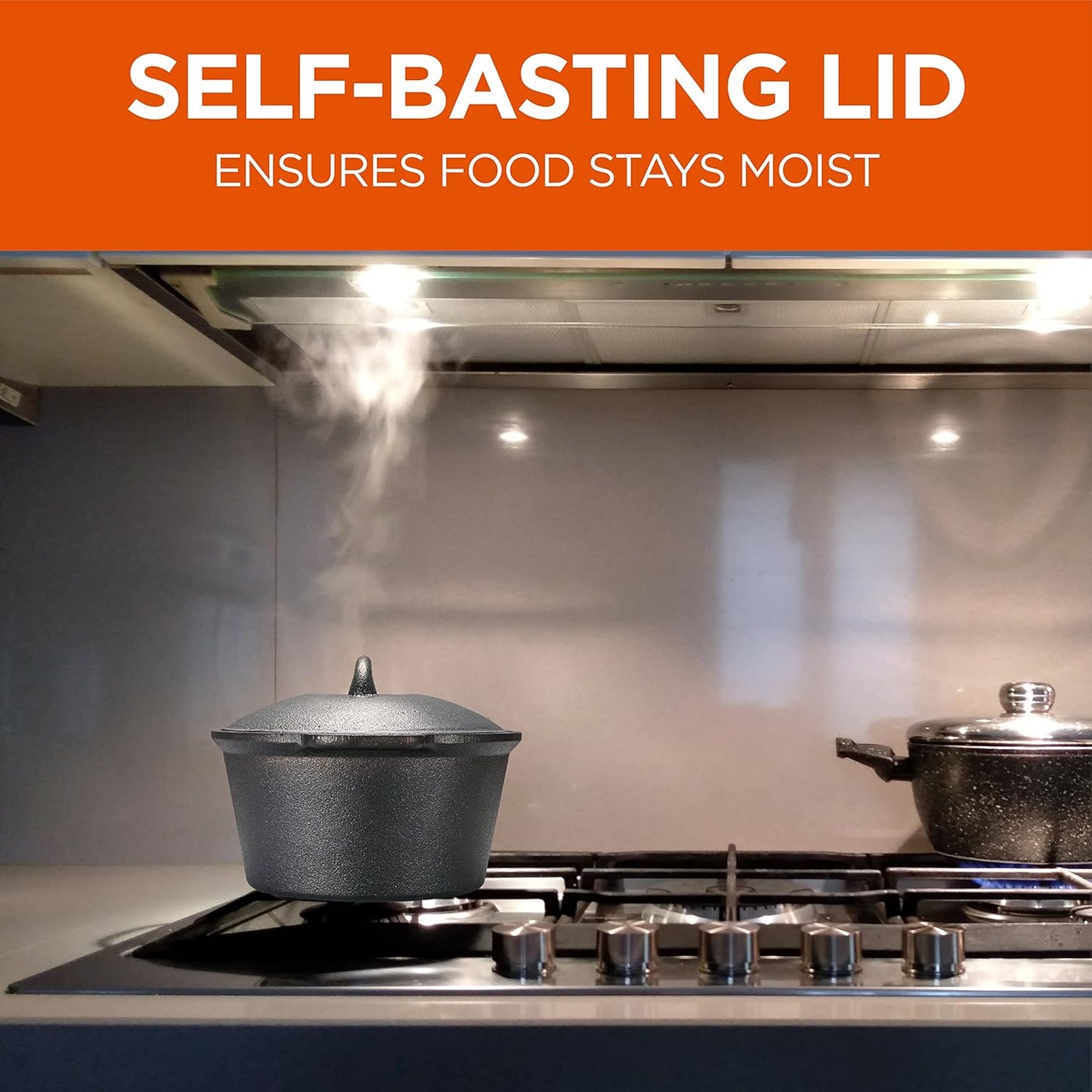 Commercial Chef 2-Qt. Saucepan with Lid, Pre-Seasoned Cast Iron, Integrated Handles, Works on All Cooktops Including Induction, Outdoor Skillet for Campfires or Grills, CHCI20