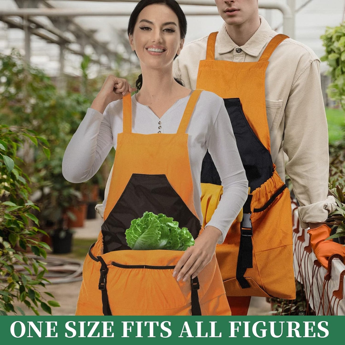 Gardening Apron, 8Oz Waterproof Canvas Garden Apron with Quick Release Pockets for Harvesting, Great Gardening Gifts for Women.