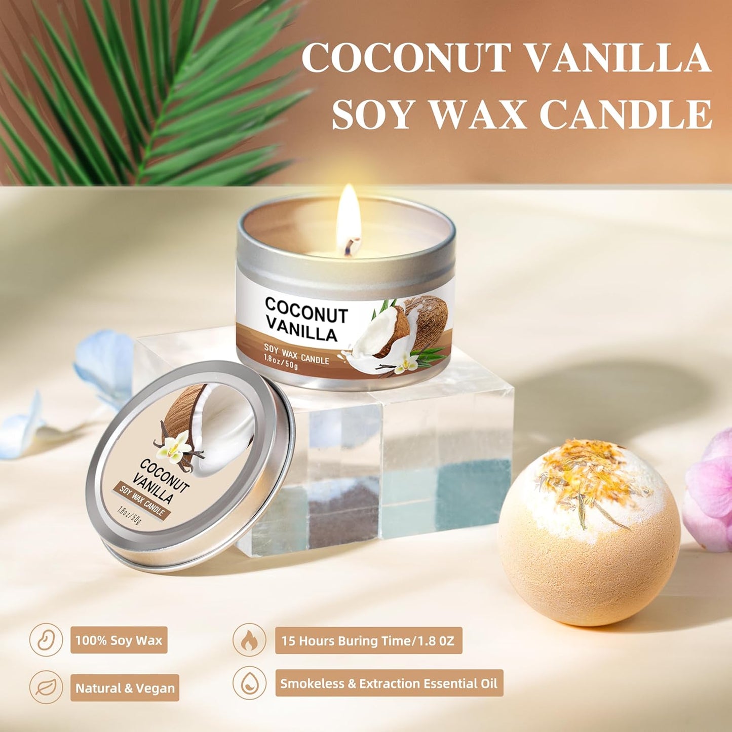 Gifts for Women, Birthday Gifts for Women, Bath and Body Gifts Set, Vanilla Coconut Spa Gift for Self Care,Thank you Relaxing Bath Sets for Mom, Grandma, Girlfriend, Sister, Friends