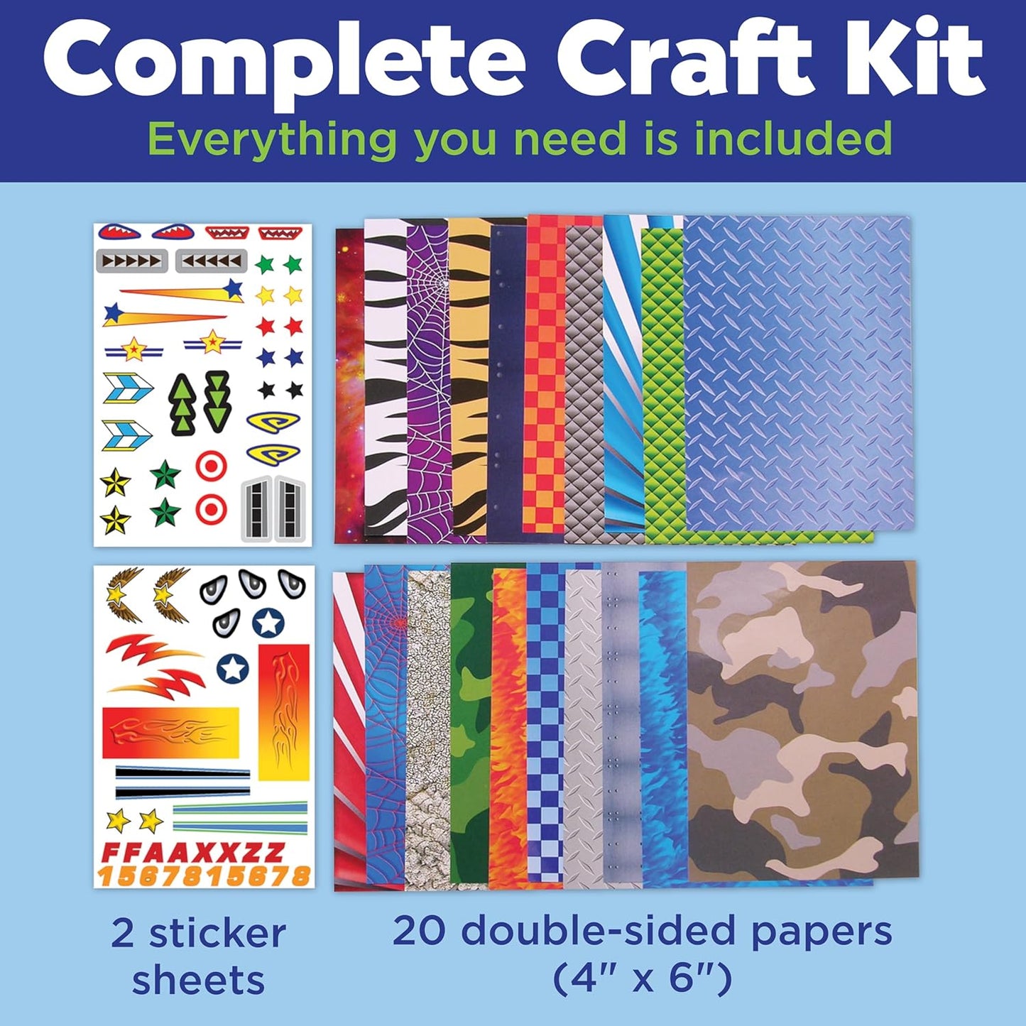 Creativity for Kids Paper Airplane Squadron - Create 20 Paper Airplanes, Mini Craft Kit for Boys, Easter Basket Stuffers and Gift for Boys, Kids Activities (Ages 6+)