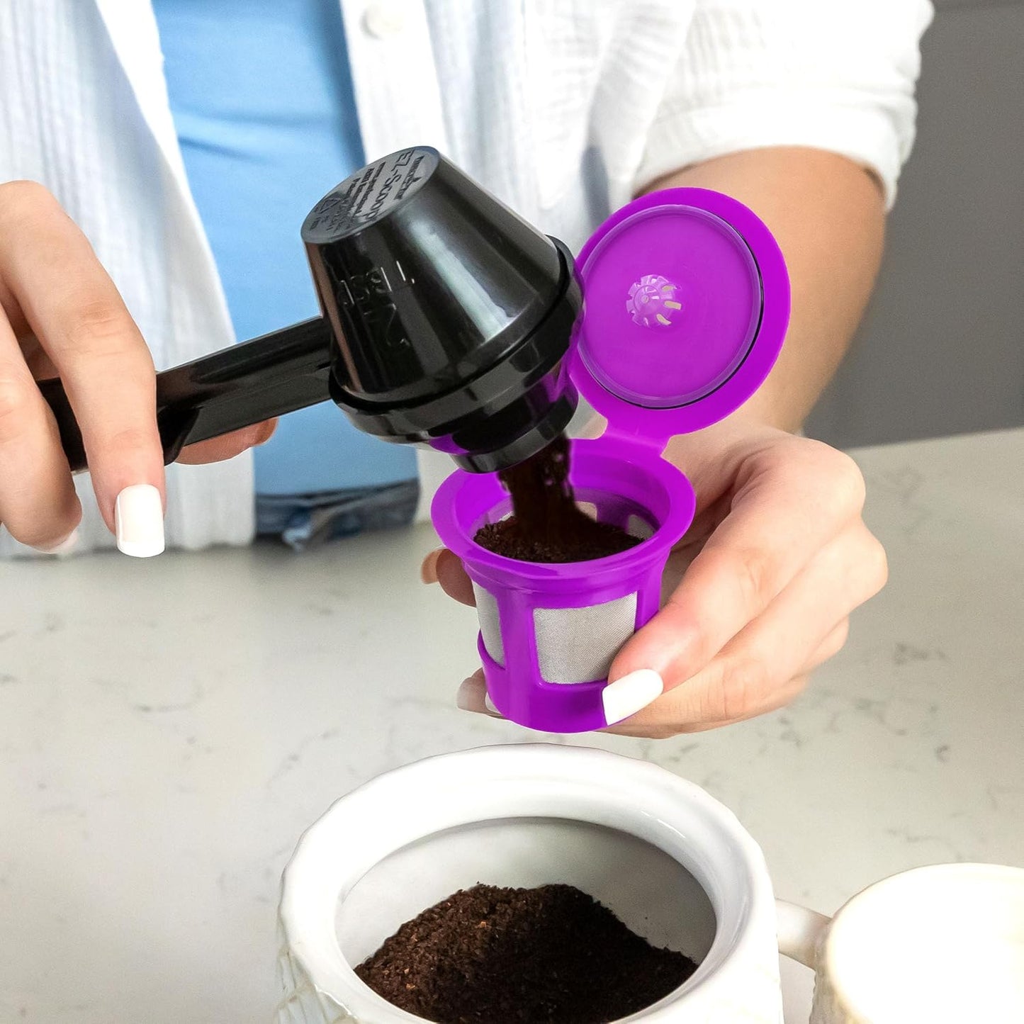 Perfect Pod 1-Stream Cafe Save Reusable K Cup Pod Coffee Filters - Refillable Coffee Pod Capsules with Built-In, Integrated Mesh Strainer for use with Keurig & Select Single Cup Coffee Makers, 4-Pack