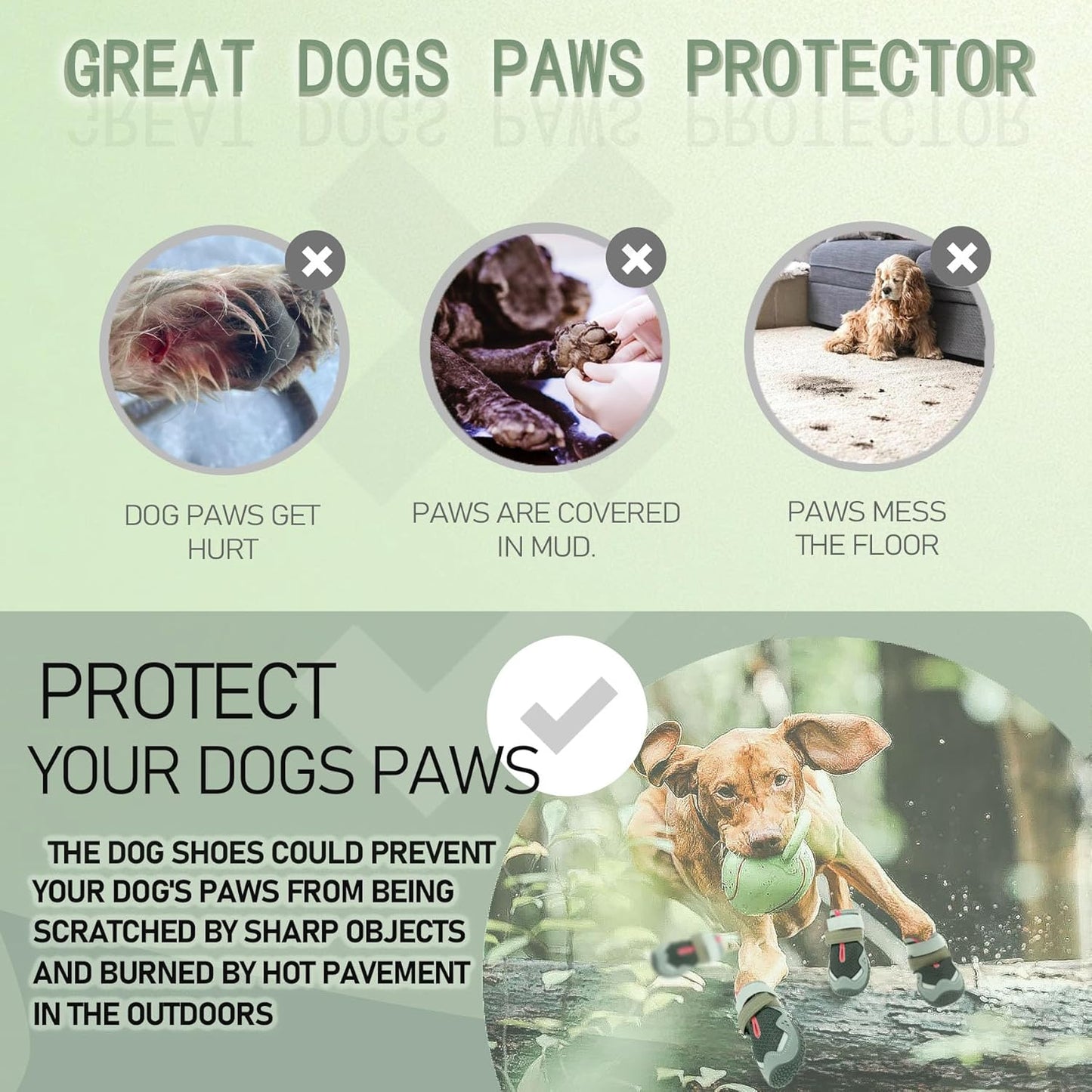 Dog Shoes for Large Medium Small Size Paw Protector, Mesh Breathable Pet Booties Summer Hot Pavement Waterproof with Anti Slip Rubber for Hardwood Floors Outdoor Running Winter Snow (Black)