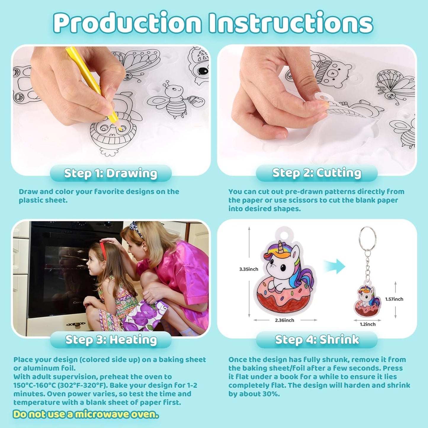 Funtopia Shrinking Art Sheets Kits for Kids, 75 Pre-Cut Shrink Paper Craft Keychain Making Kit, 12 Themes DIY Shrink Art Plastic Sheets with Charms and Keychains Accessories