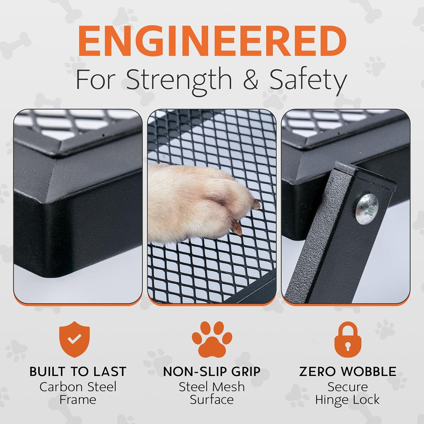 Foldable 5-Step Dog Stairs for Cars, Trucks & SUVs – Heavy-Duty Carbon Steel Pet Ladder Supports 230LB, Non-Slip Metal Mesh, Joint-Friendly Portable Ramp for Large & Small Dogs