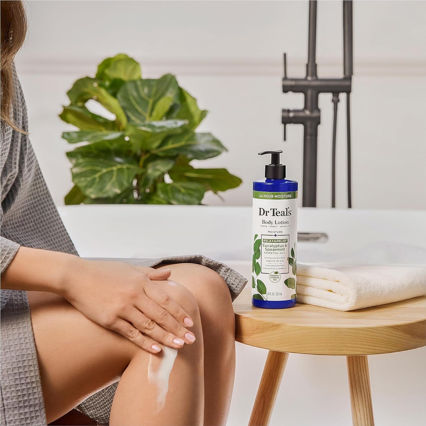Dr Teal's 24 Hour Moisture+ Body Lotion, Eucalyptus & Spearmint & Essential Oils, 18 fl oz (Pack of 3)