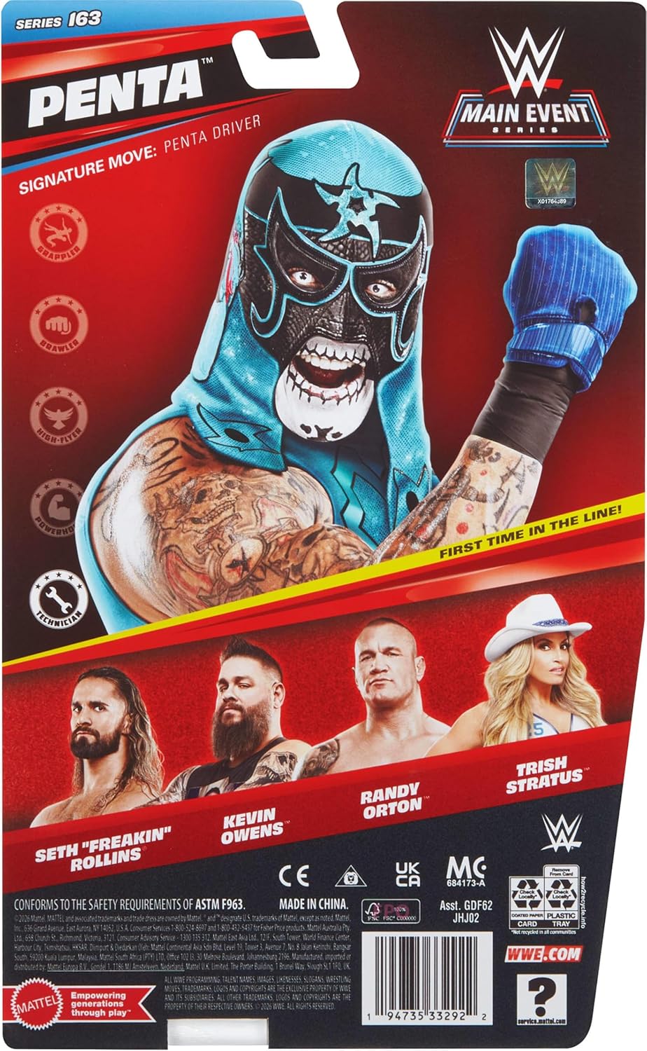 Mattel WWE Penta Action Figure, Main Event Series #163, 6-inch Collectible Superstar with 14 Articulation Points & Life-Like Look