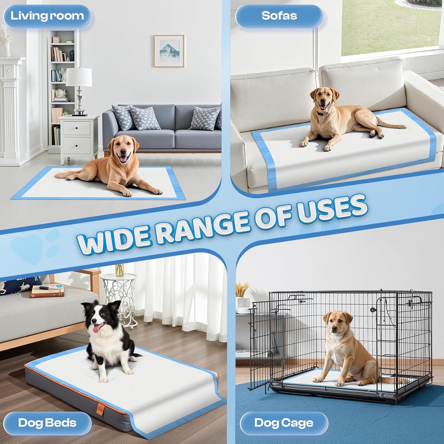 Boscute XXL Thicken 6 Layers Heavy Absorbent 30"x36" Pet Training Dog Pee Pads, Extra Large Polymer Leak-Proof Quick Dry Puppy Pee Pads, Disposable Pee Pads for Dogs Cats Rabbit