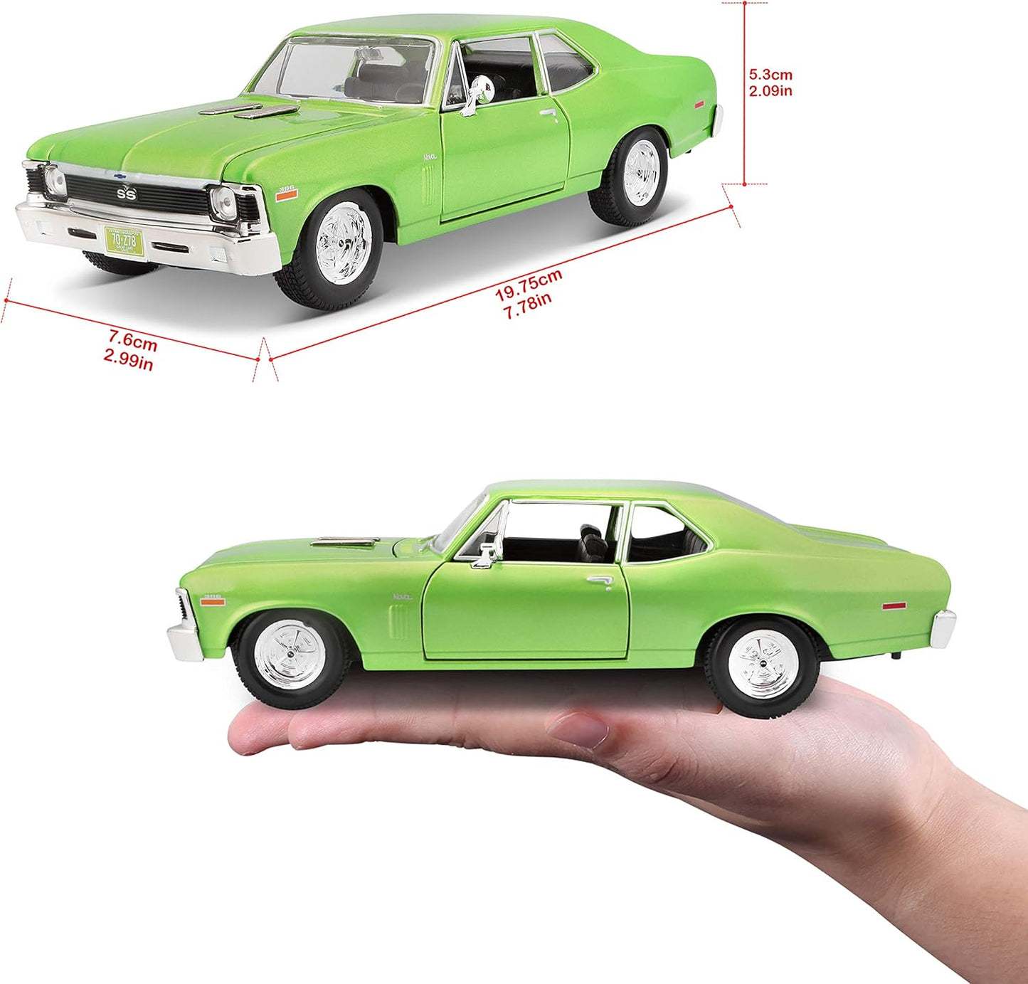 Maisto 1:24 Scale 1970 Chevrolet Nova SS Diecast Vehicle (Colors May Vary) , Green