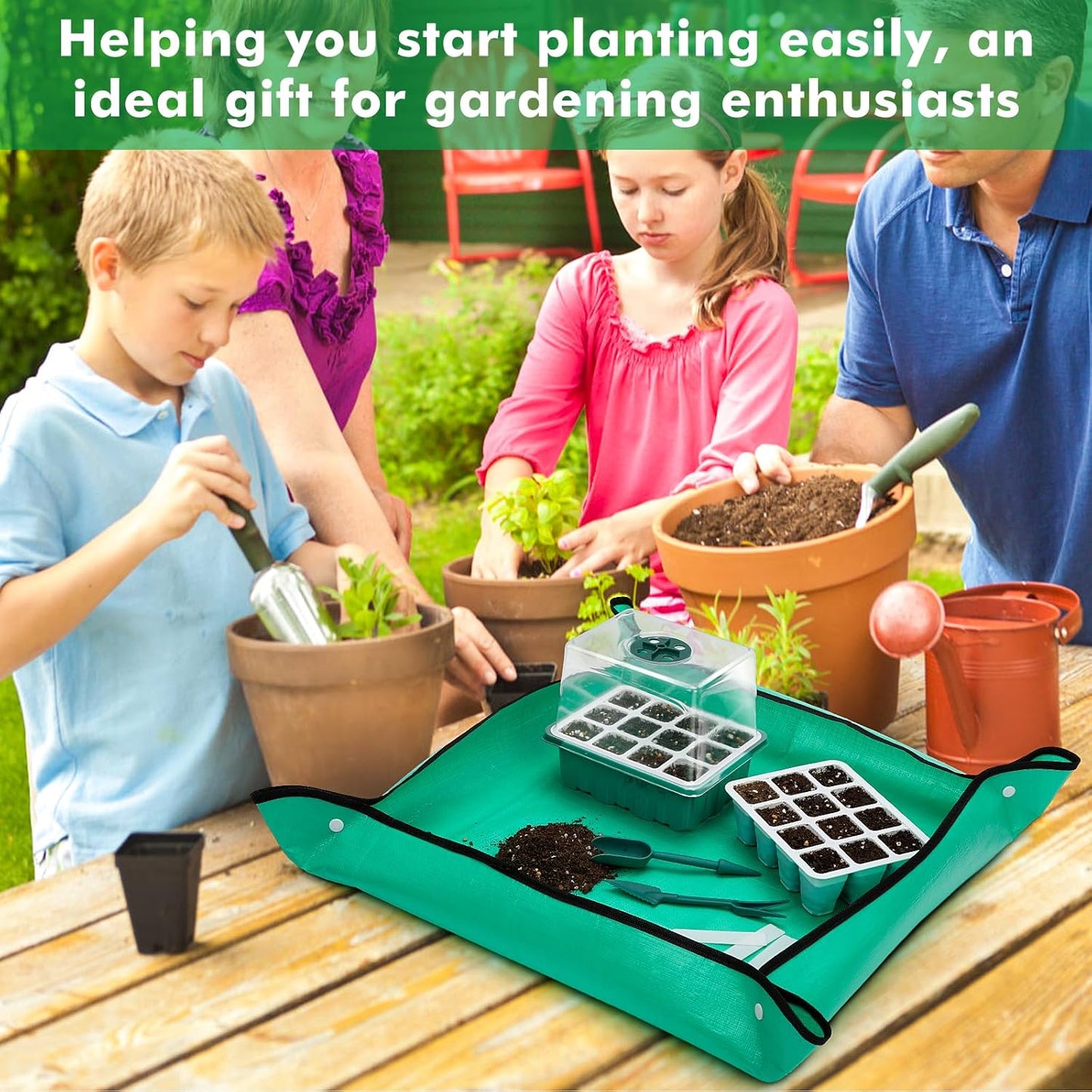 Reusable Seed Starter Tray with 72 Soft Silicone Cells, 6 Pack Seed Starter Kit with Repotting Mat, Humidity Dome and High Lid, Germination Trays for Indoor Greenhouse Seed Starter