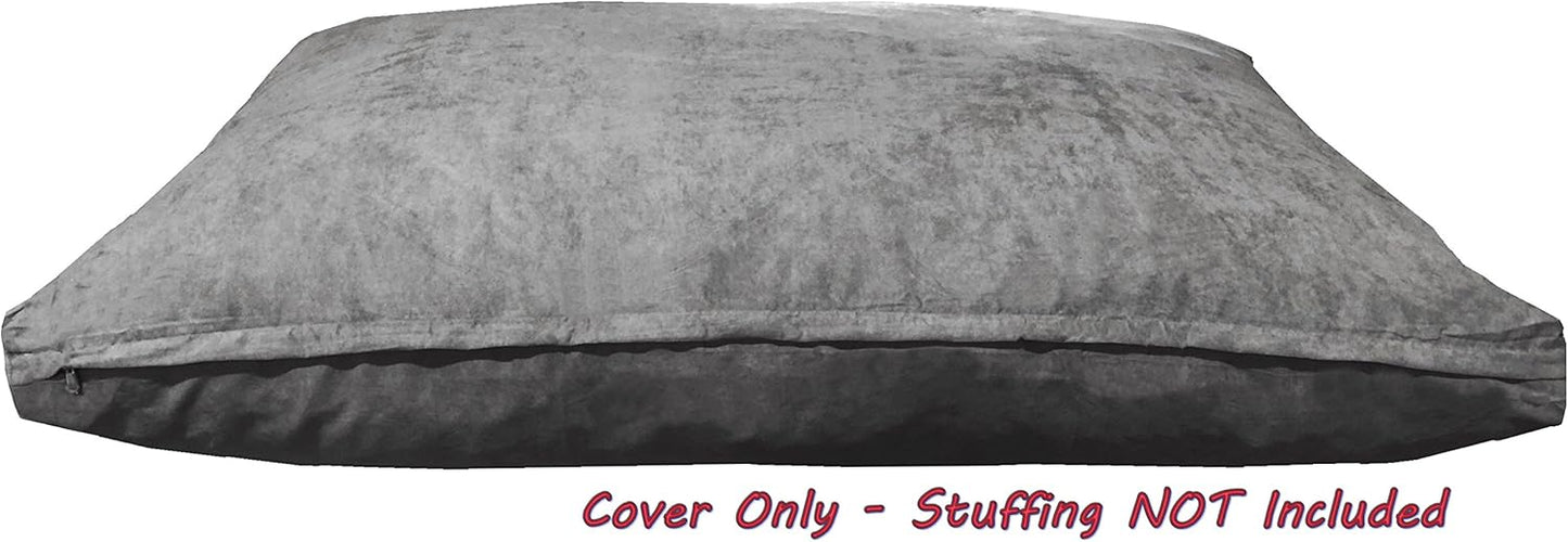 Dogbed4less DIY Pet Bed Pillow Grey Microsuede Duvet Cover and Waterproof Internal case for Medium to Large Dog at 40X35X4 Inch - Covers only