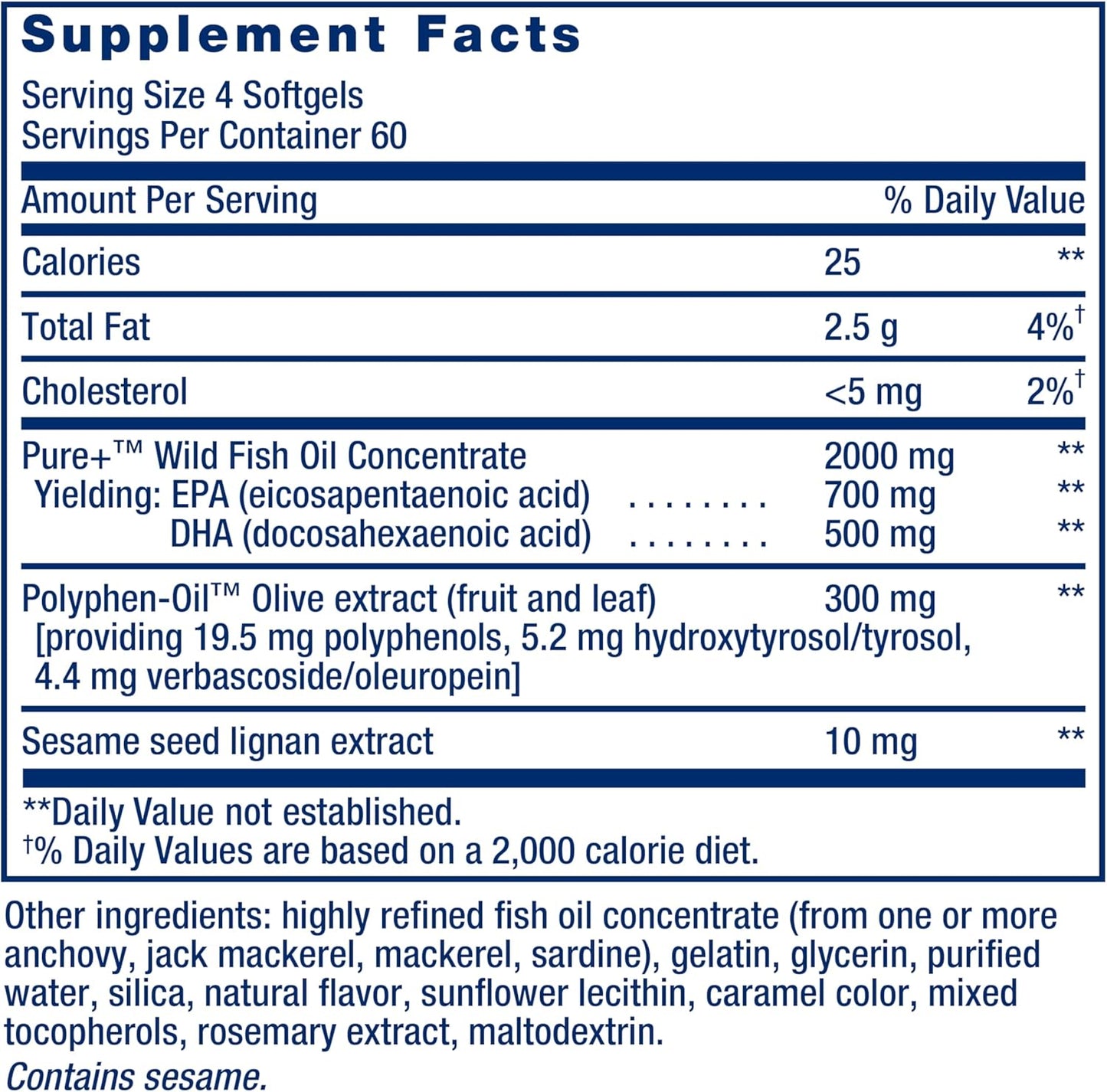 Life Extension Super Omega-3 EPA/DHA Fish Oil, Sesame Lignans & Olive Extract – Heart Health, Brain Health, Inflammation Health Support, Gluten-Free, Easy to Swallow, Non-GMO, 240 Softgels