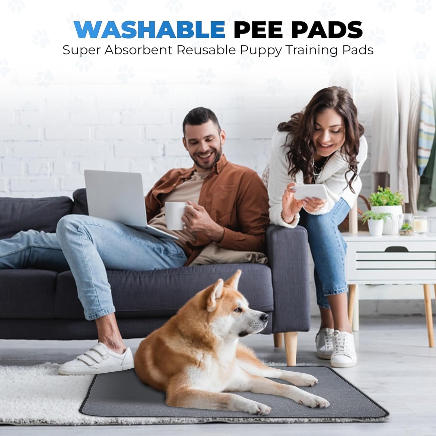Premium 4-Pack Reusable Dog Pee Pads - Washable, Waterproof Training Mats for Puppies & Dogs (Large).
