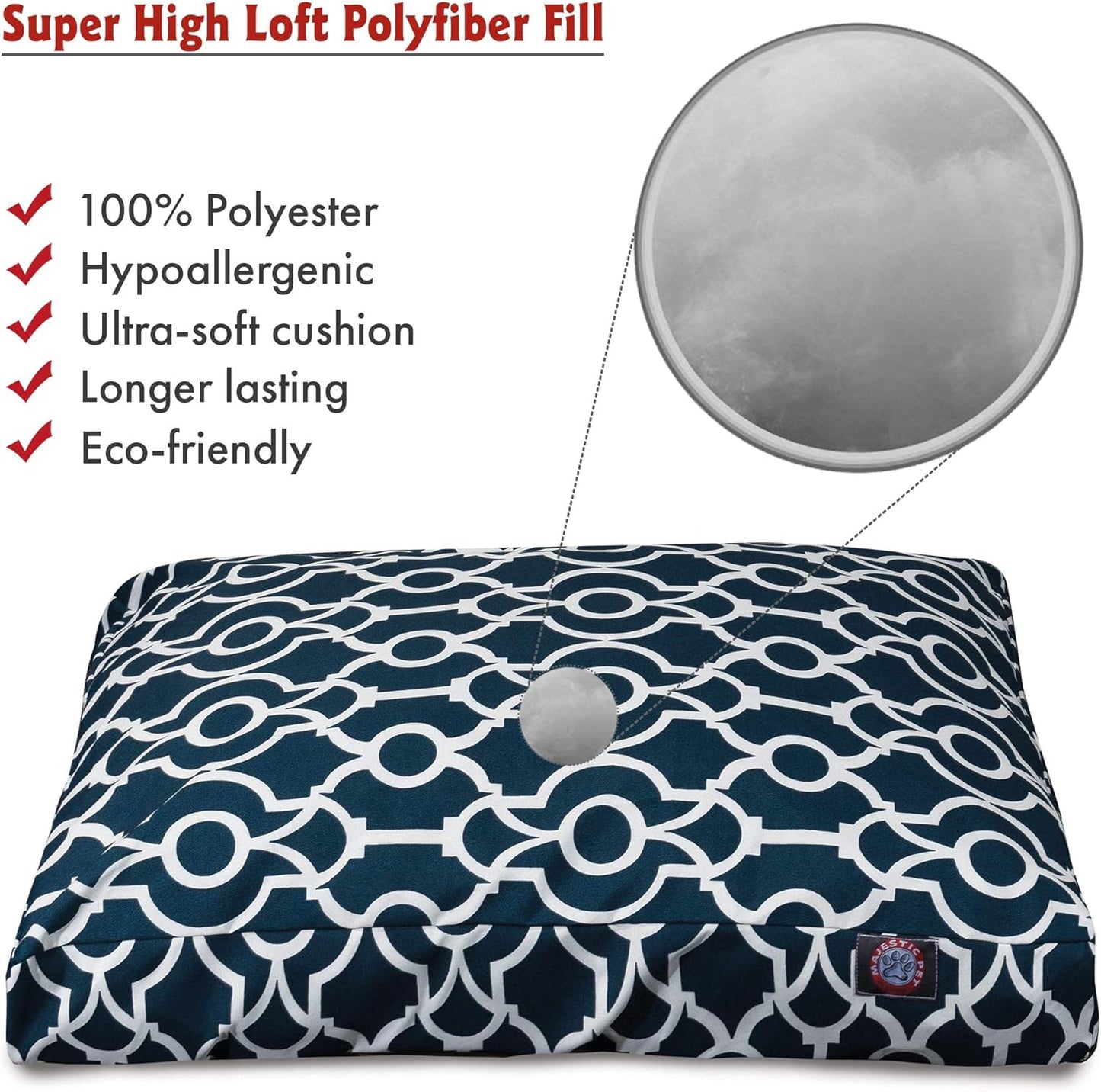 Majestic Pet Athens Navy Small Rectangle Pet Bed